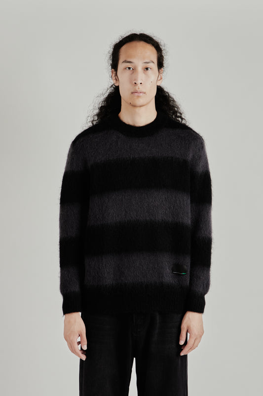 Up There X Observe Mohair Stripe Knit - Black/Charcoal