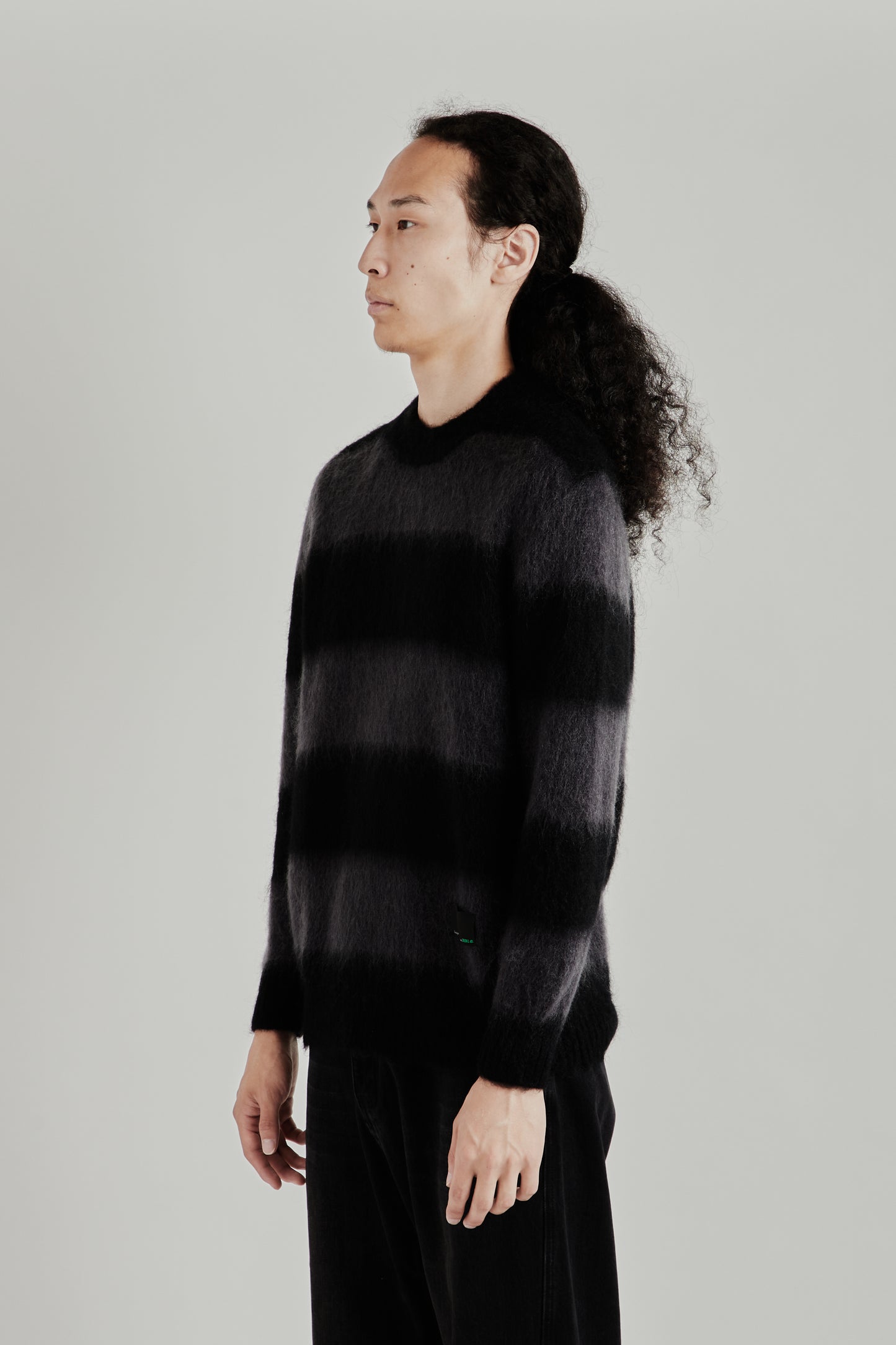 Up There X Observe Mohair Stripe Knit - Black/Charcoal