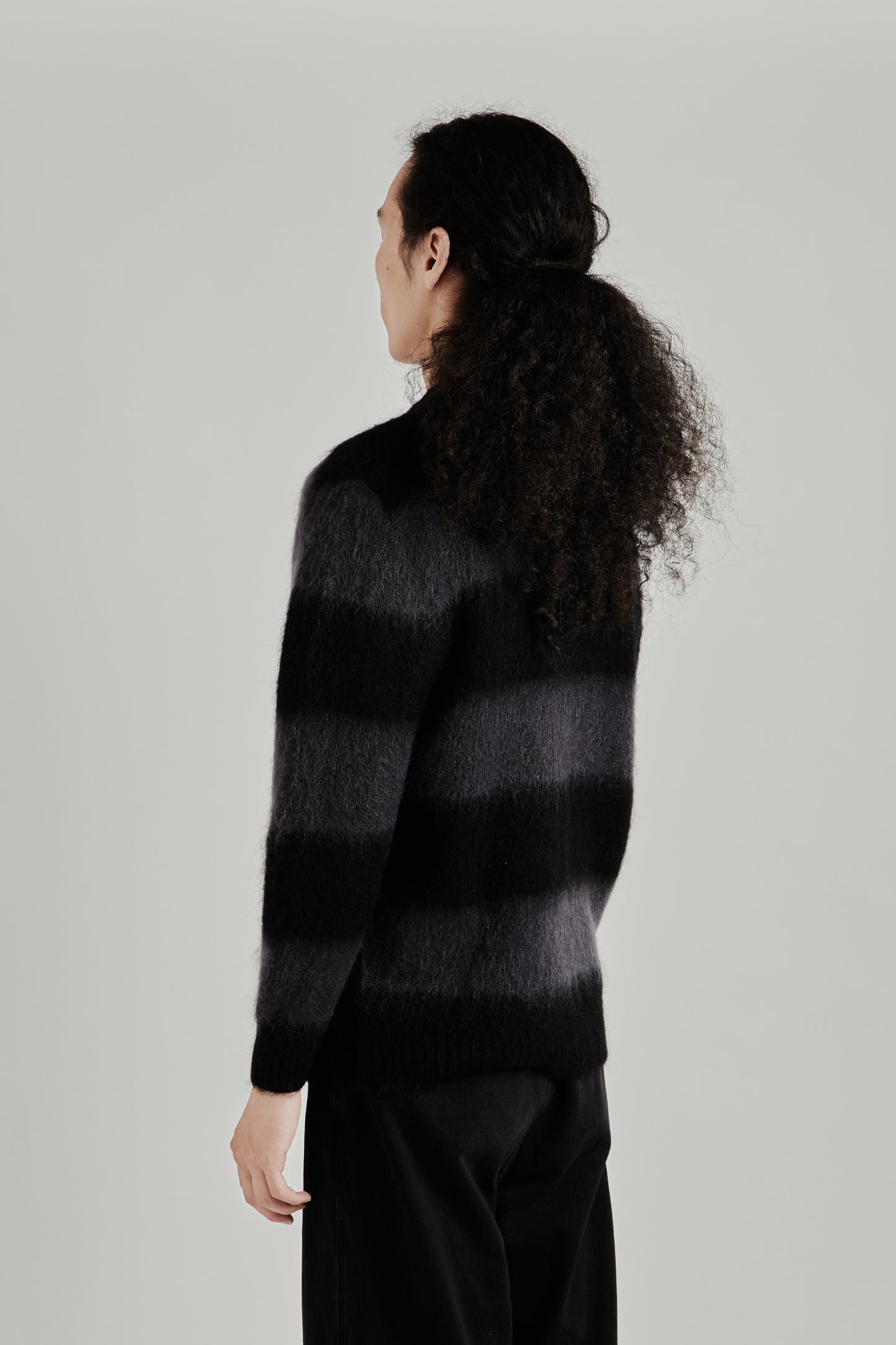 Up There X Observe Mohair Stripe Knit - Black/Charcoal