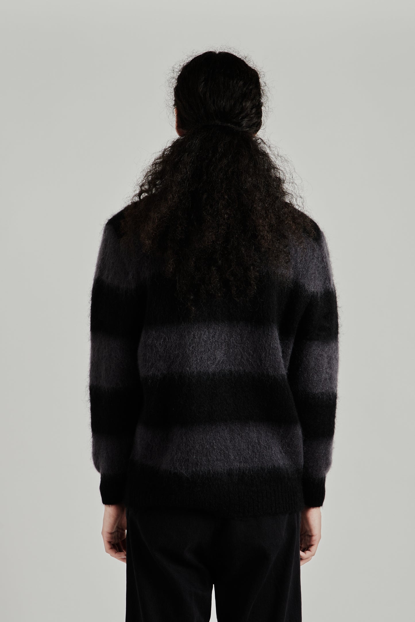 Up There X Observe Mohair Stripe Knit - Black/Charcoal