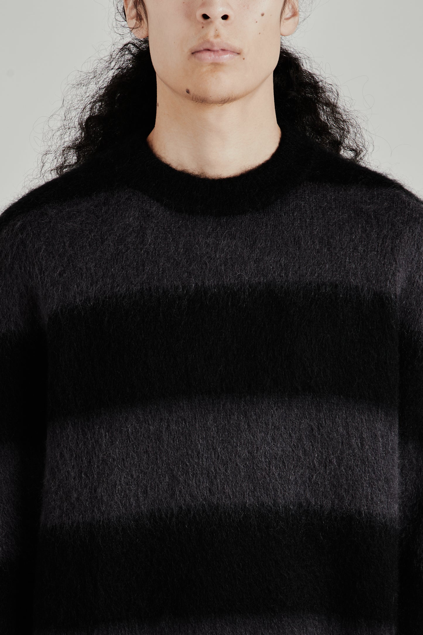 Up There X Observe Mohair Stripe Knit - Black/Charcoal