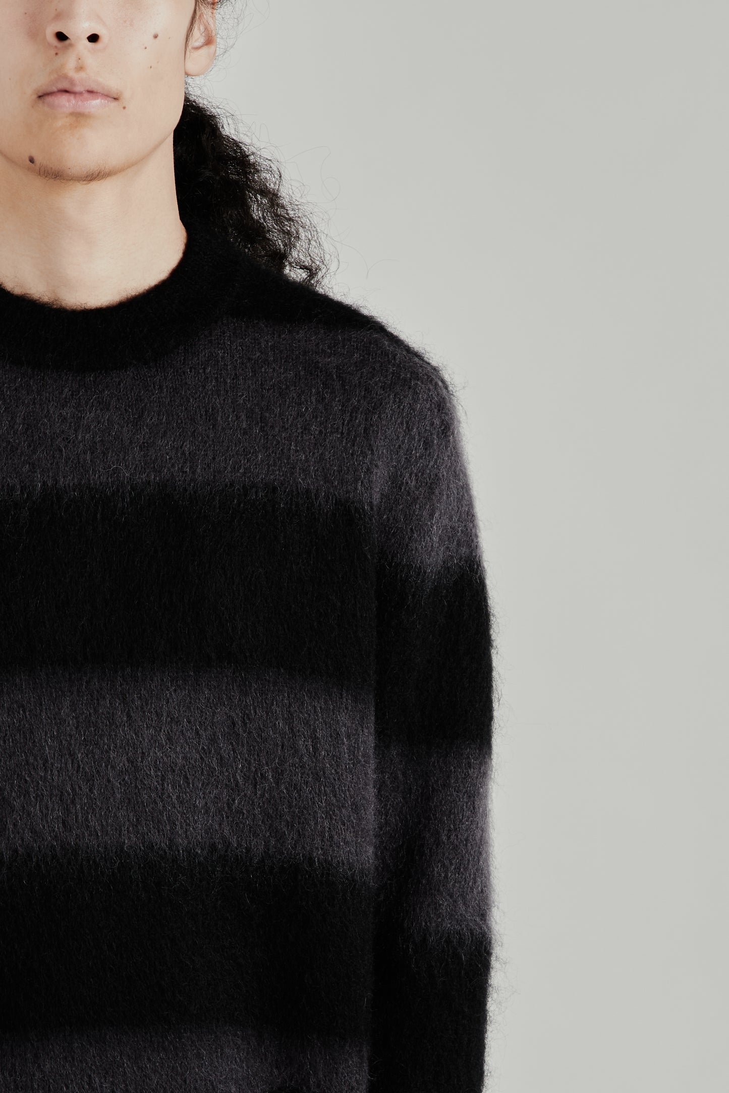 Up There X Observe Mohair Stripe Knit - Black/Charcoal