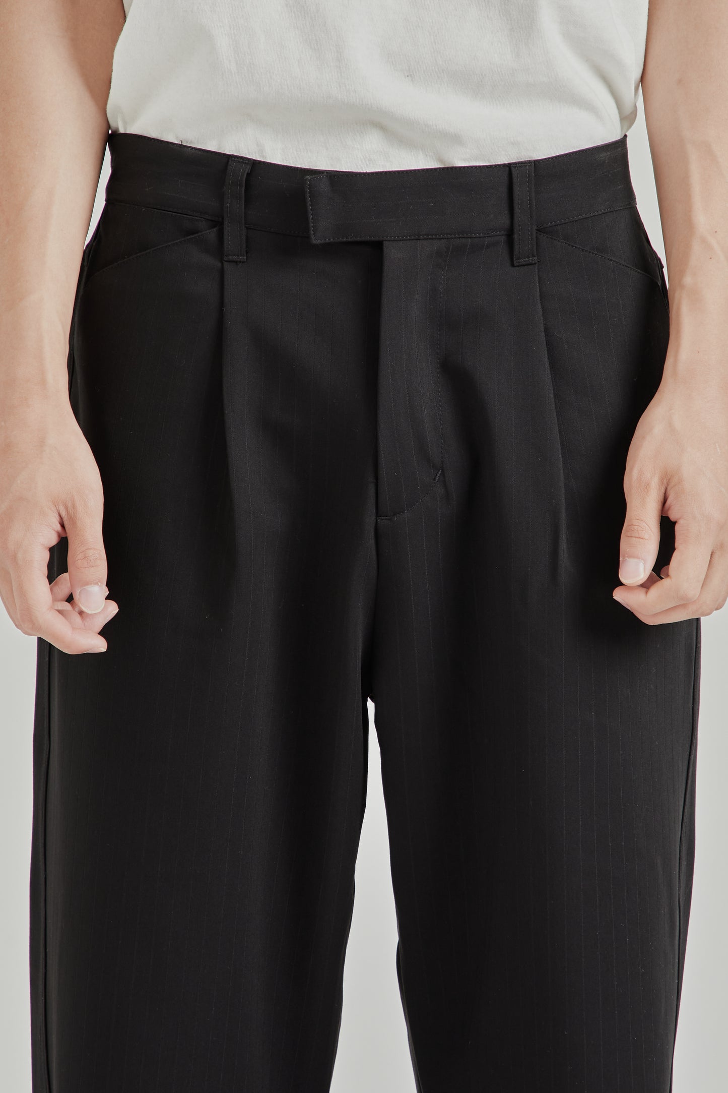 Twisted Relaxed Trouser - Navy Pinstripe