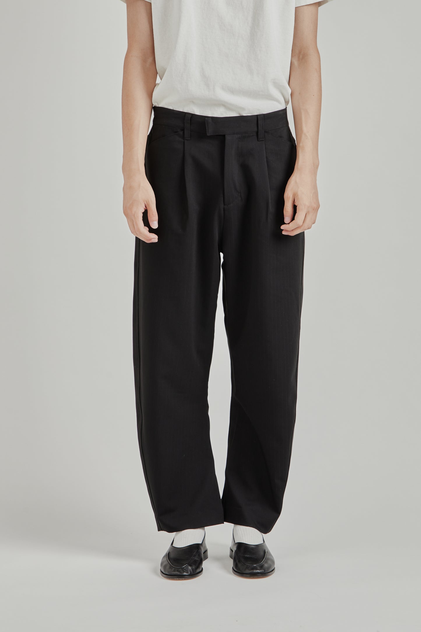 Twisted Relaxed Trouser - Navy Pinstripe