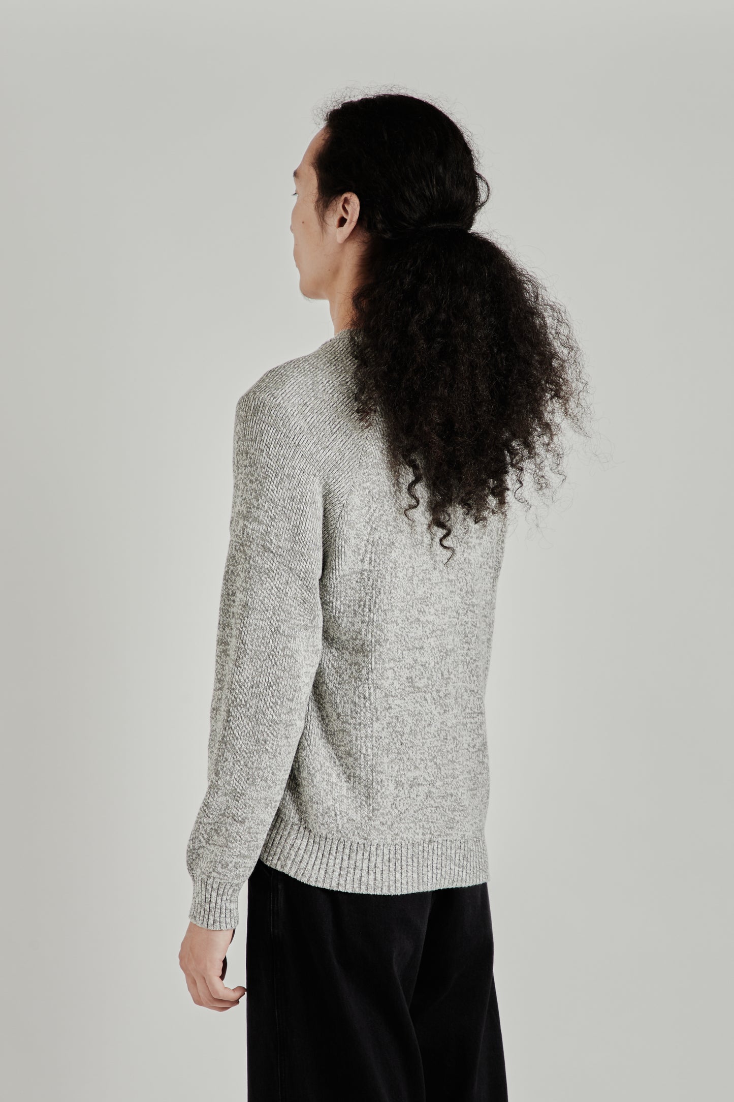 V-Neck Heather Knit Sweater - Ash