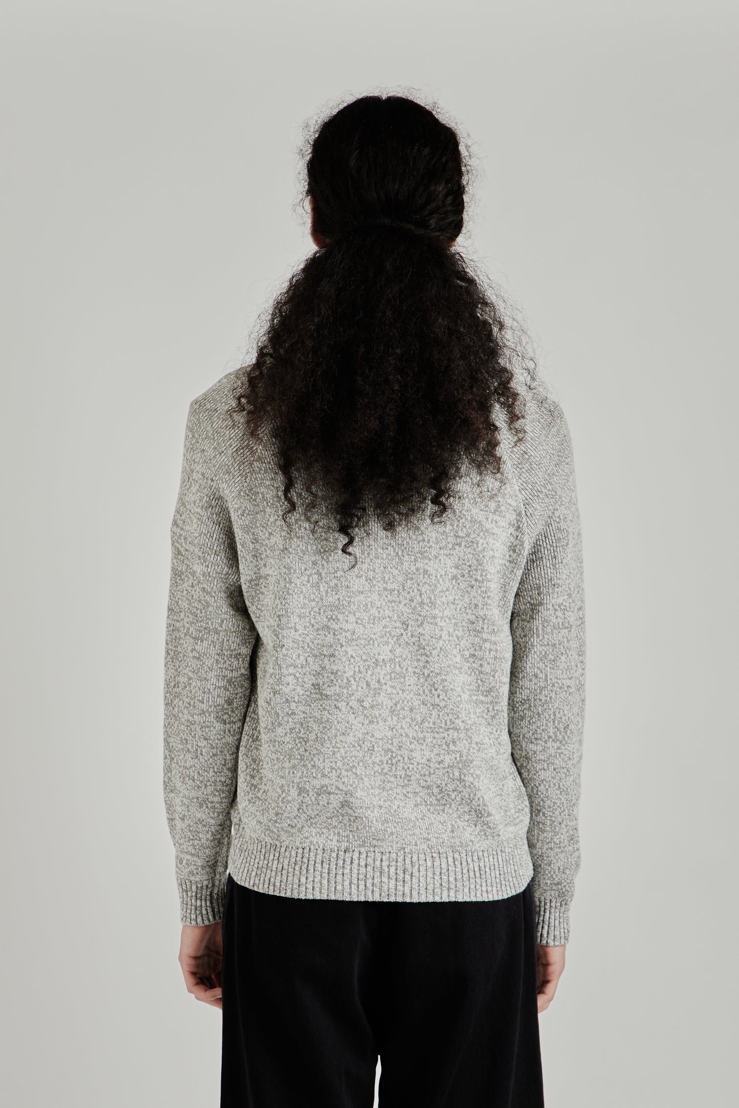 V-Neck Heather Knit Sweater - Ash