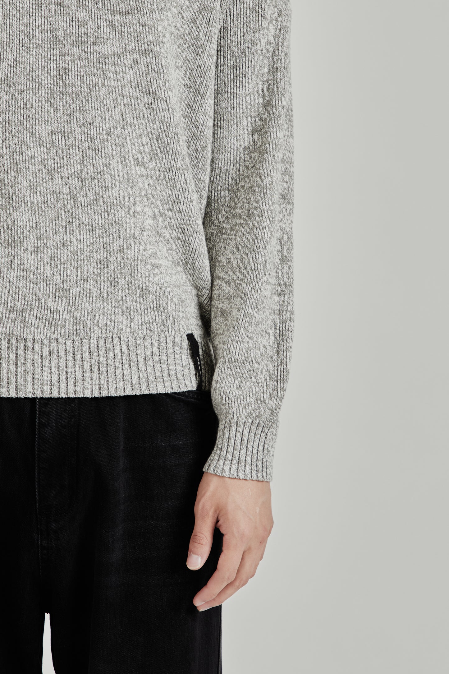 V-Neck Heather Knit Sweater - Ash