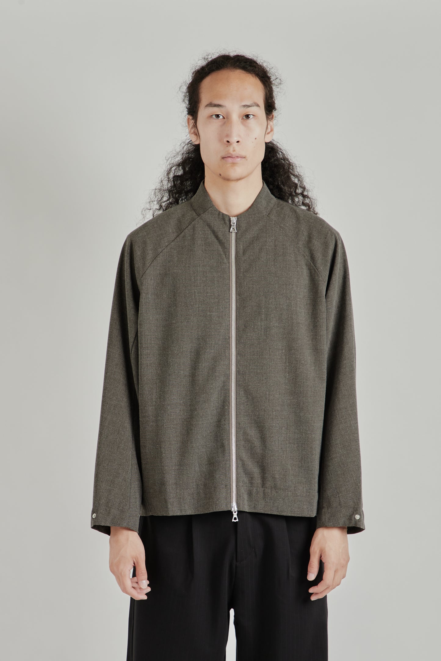 Wool Zip Up Jacket - Brown