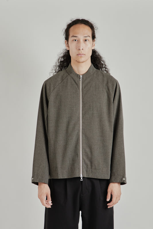 Wool Zip Up Jacket - Brown
