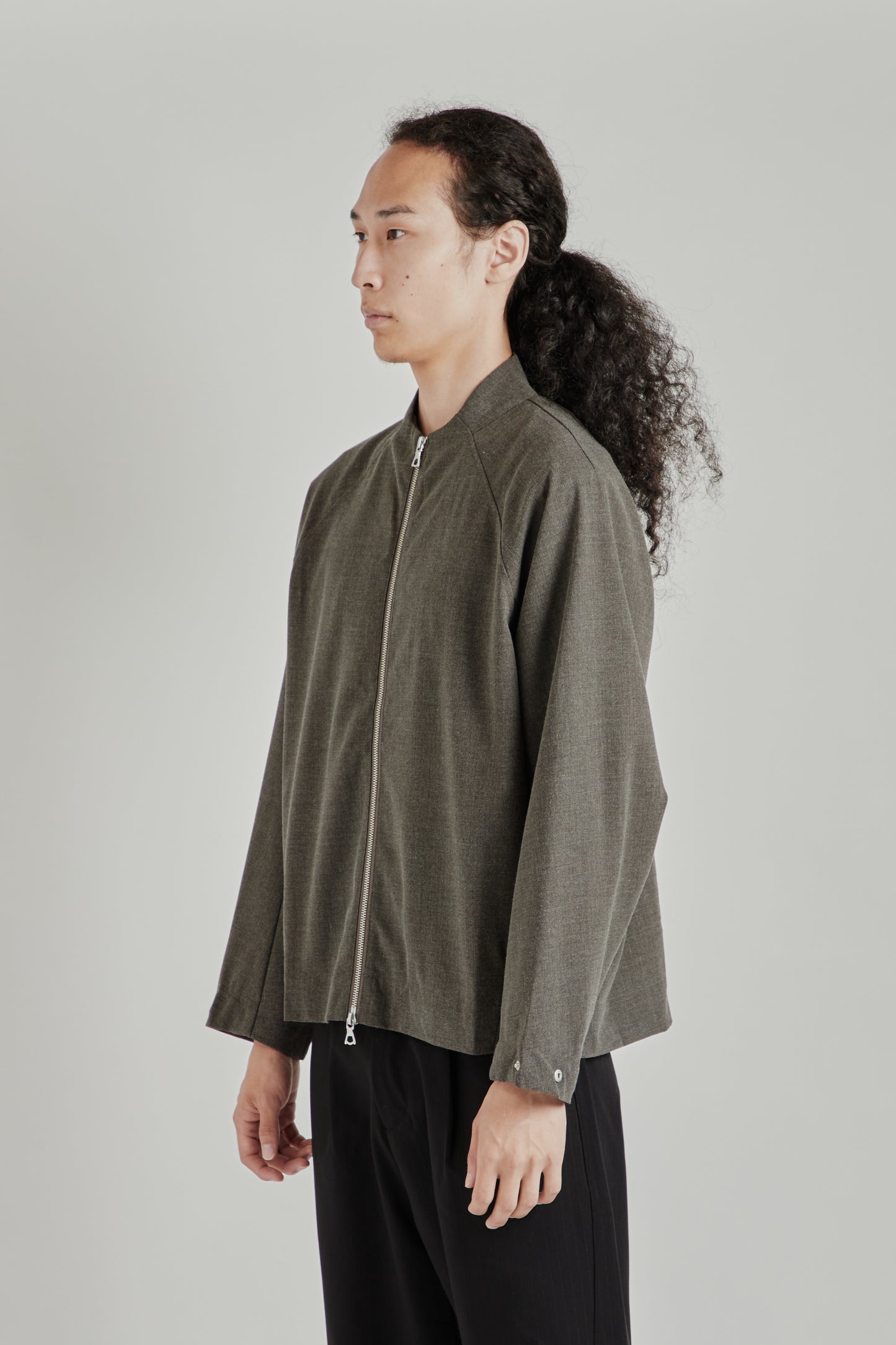 Wool Zip Up Jacket - Brown