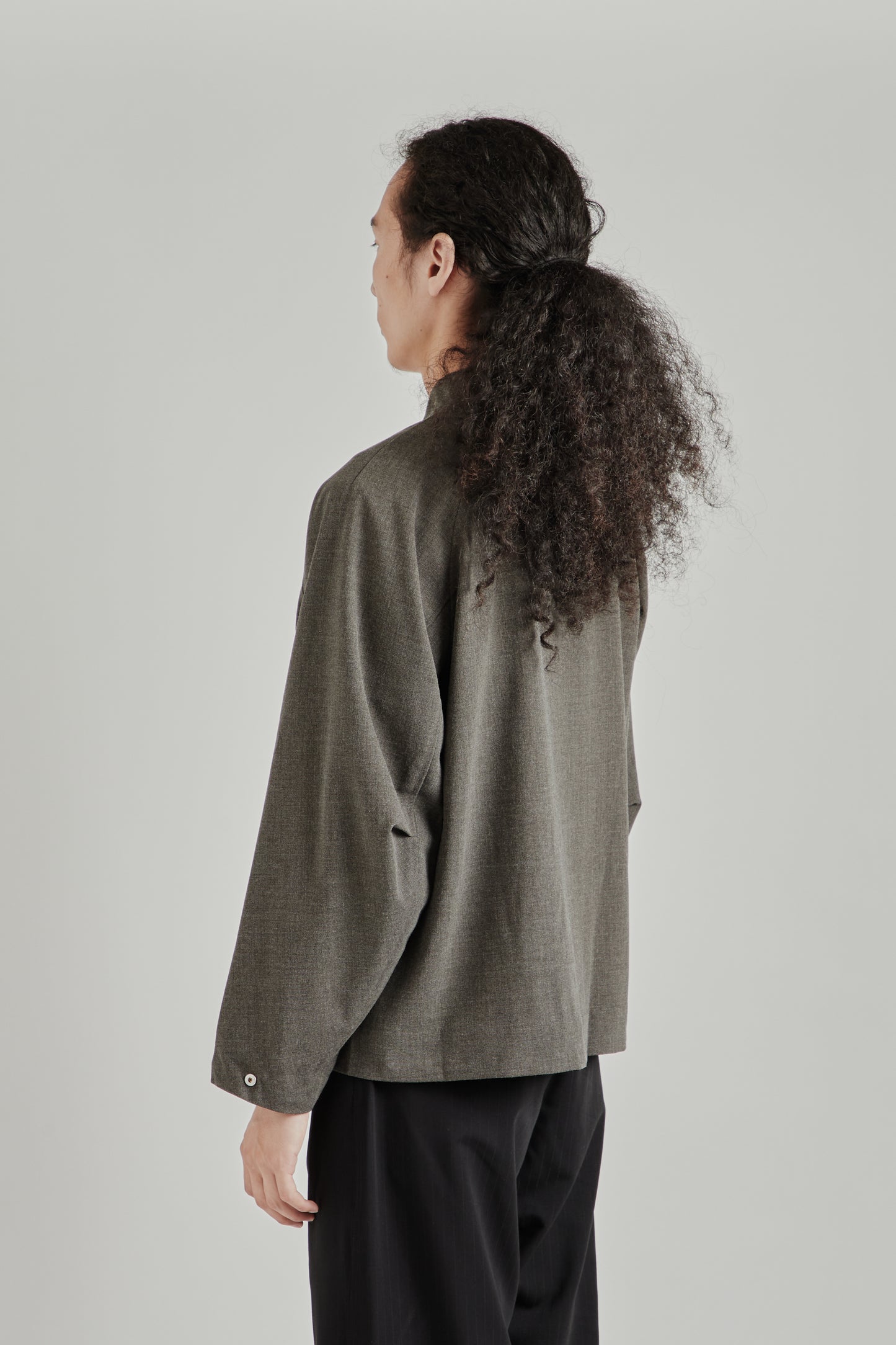 Wool Zip Up Jacket - Brown