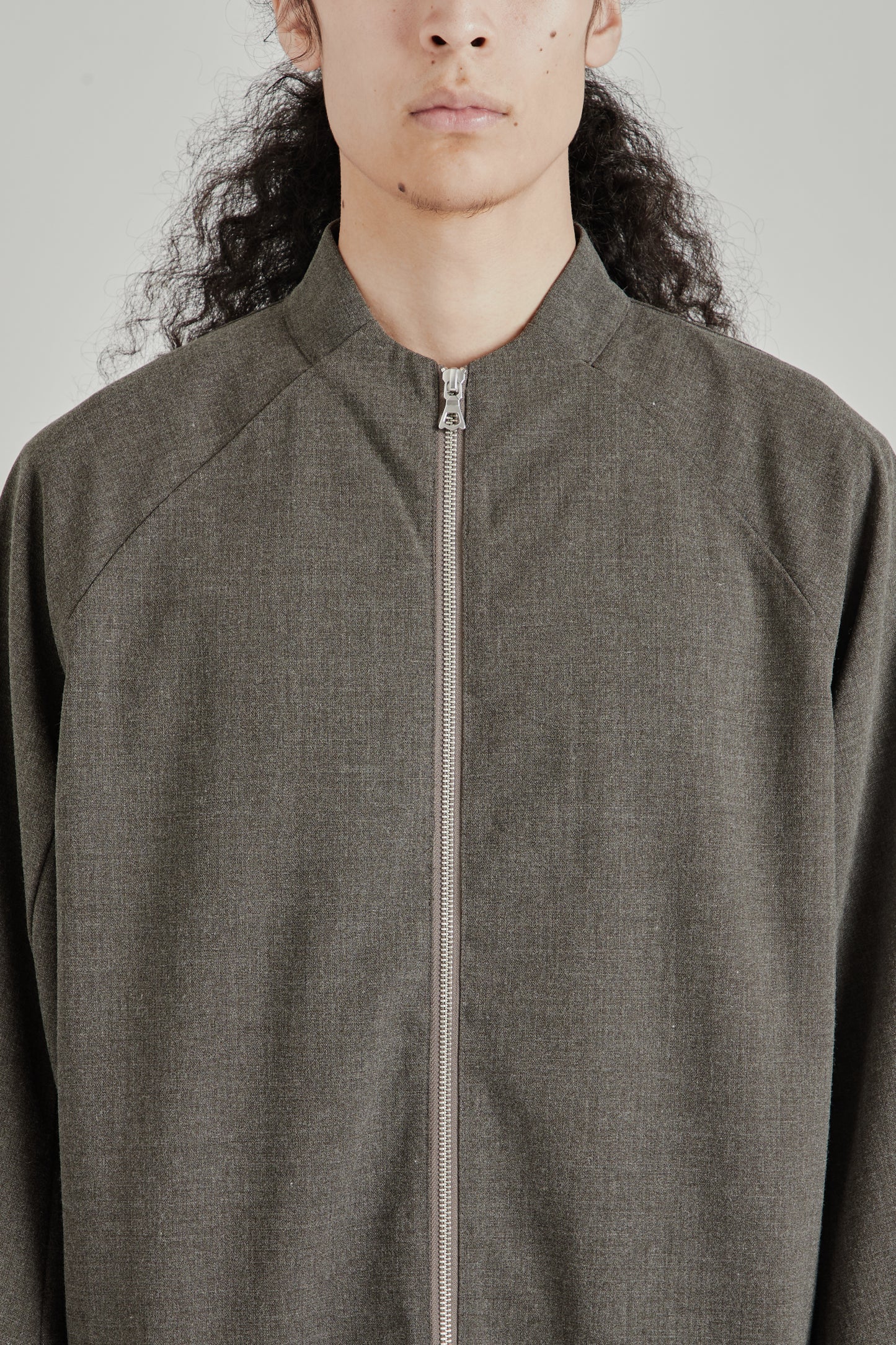 Wool Zip Up Jacket - Brown