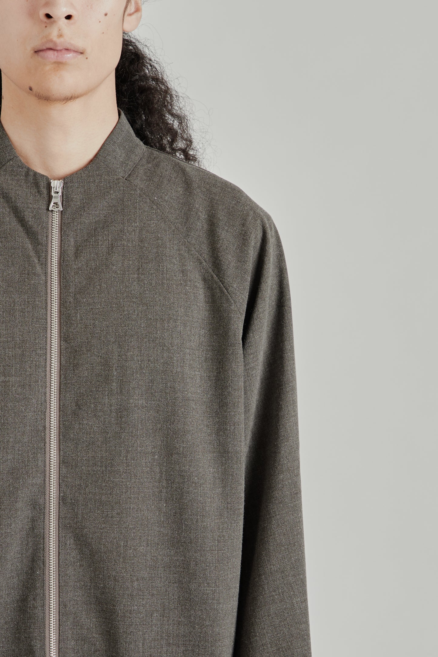 Wool Zip Up Jacket - Brown