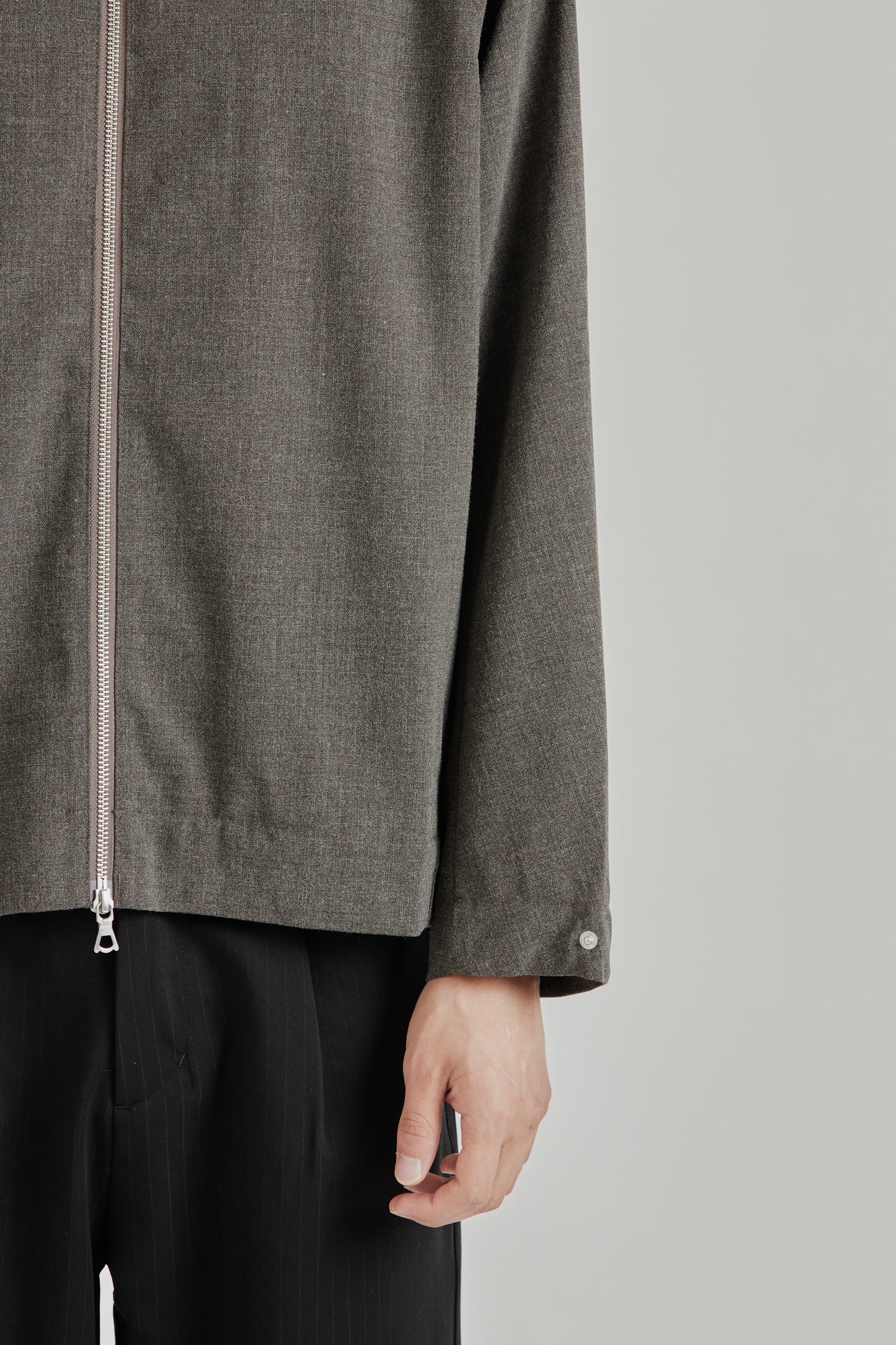 Wool Zip Up Jacket - Brown