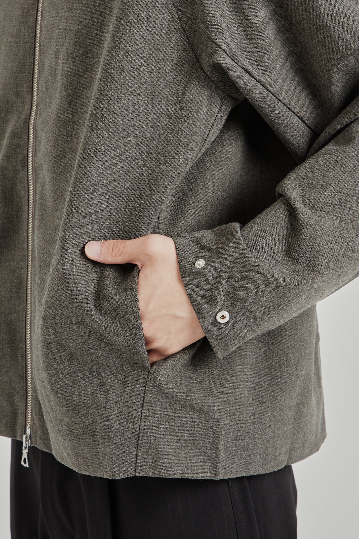 Wool Zip Up Jacket - Brown