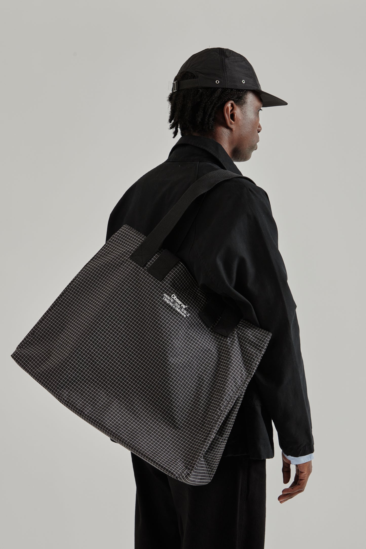 Observe SS26 Grid Stop Stamp Tote Black0809