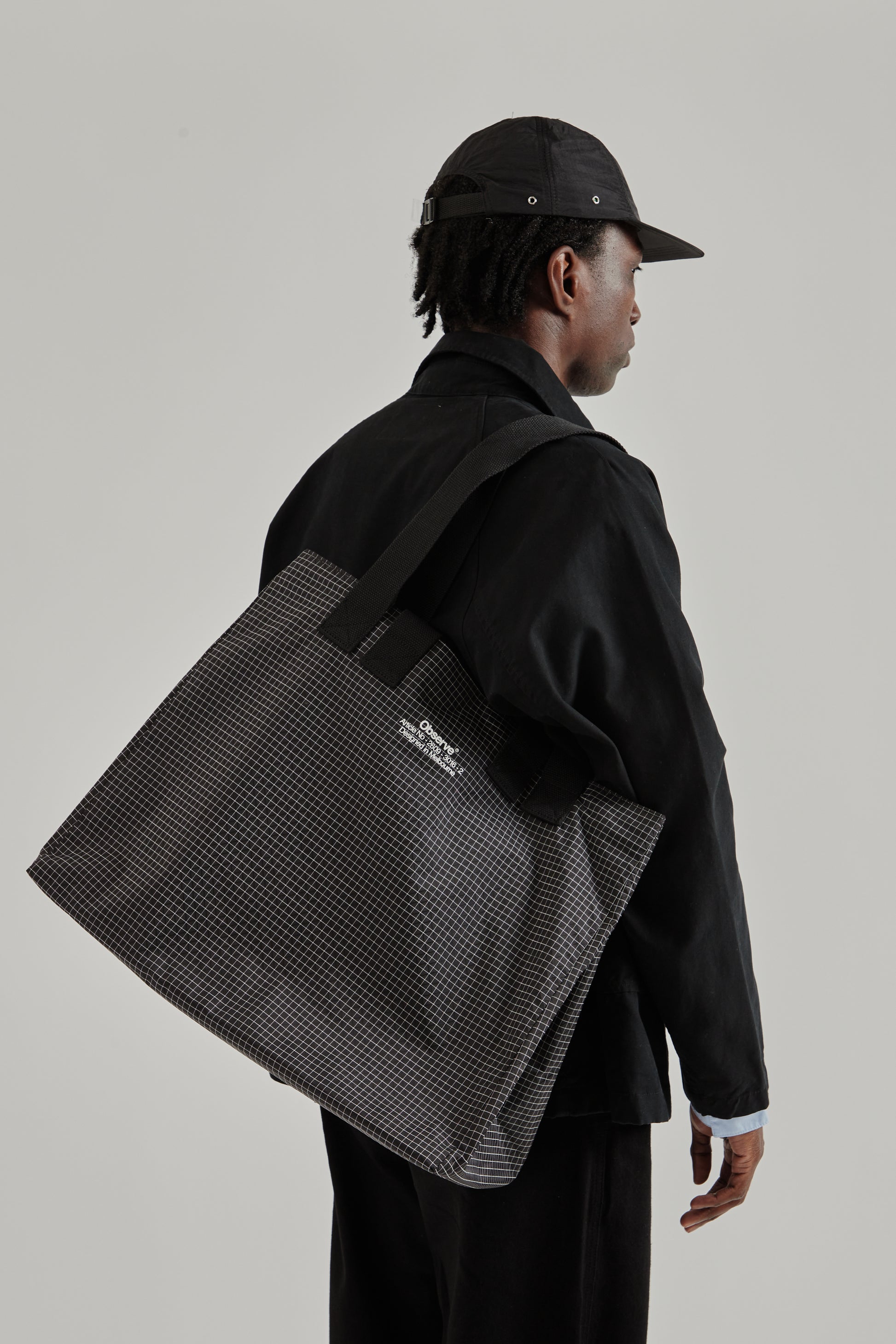 Observe SS26 Grid Stop Stamp Tote Black0809