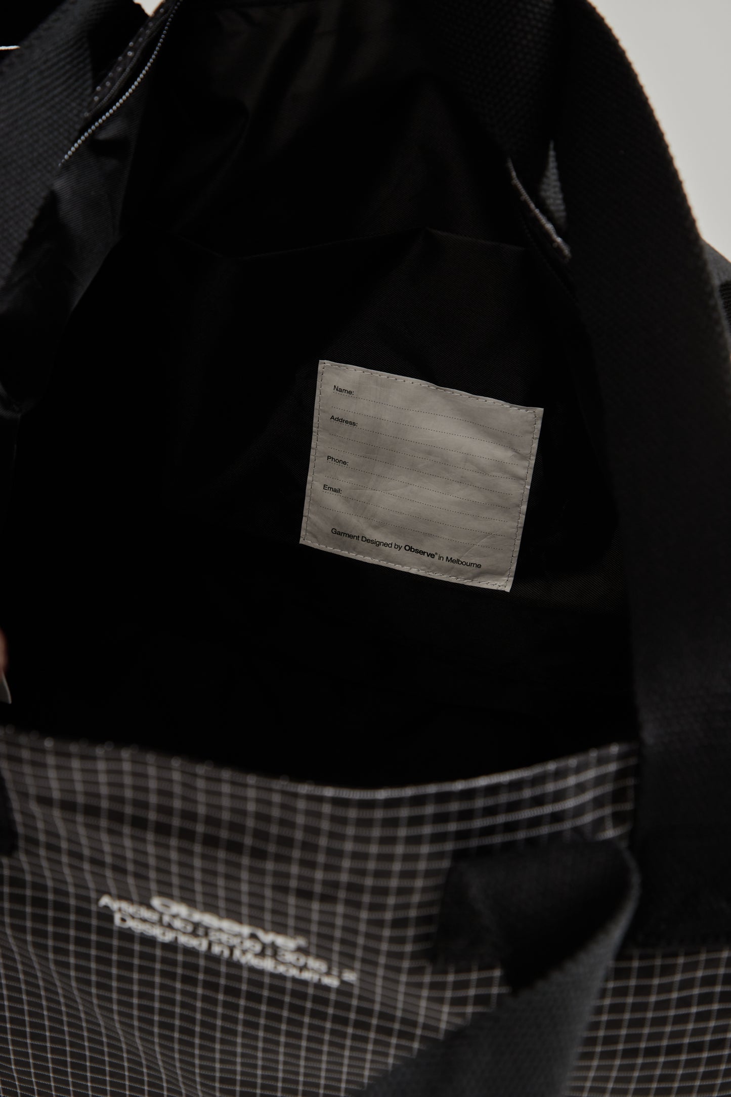Observe SS26 Grid Stop Stamp Tote Black0813