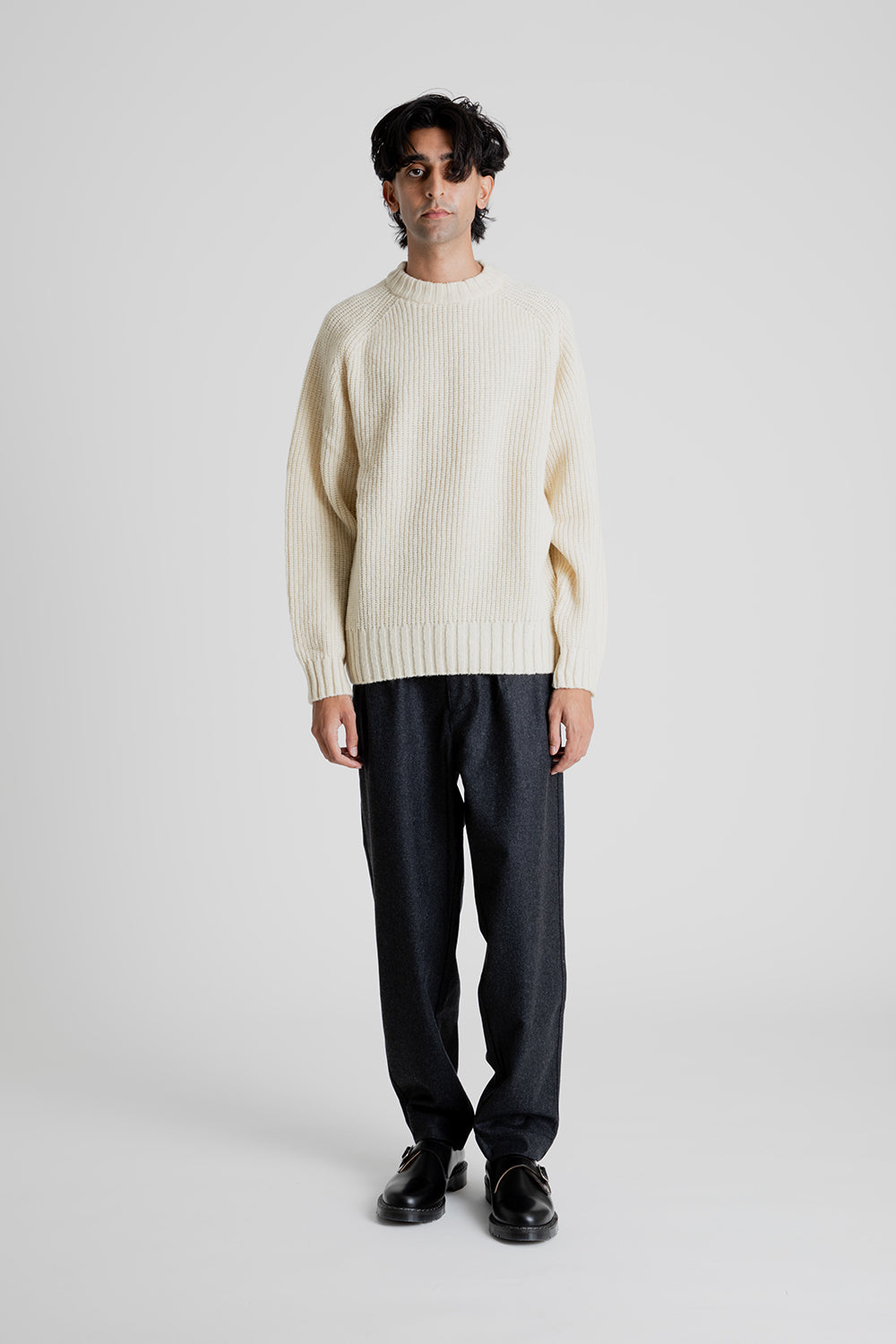 Parages Aidan Shetland Crewneck Jumper in Off White | Wallace Mercanti