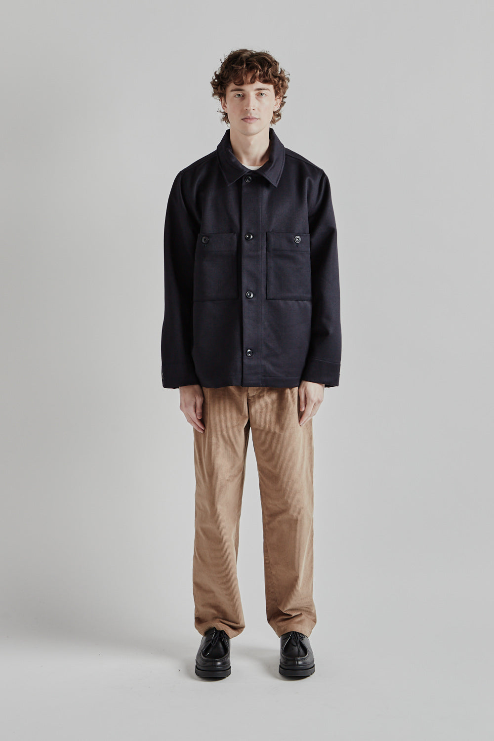 Parages Cargo Wool Overshirt Dark Navy 1