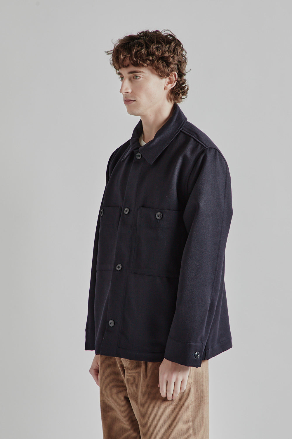 Parages Cargo Wool Overshirt Dark Navy 3