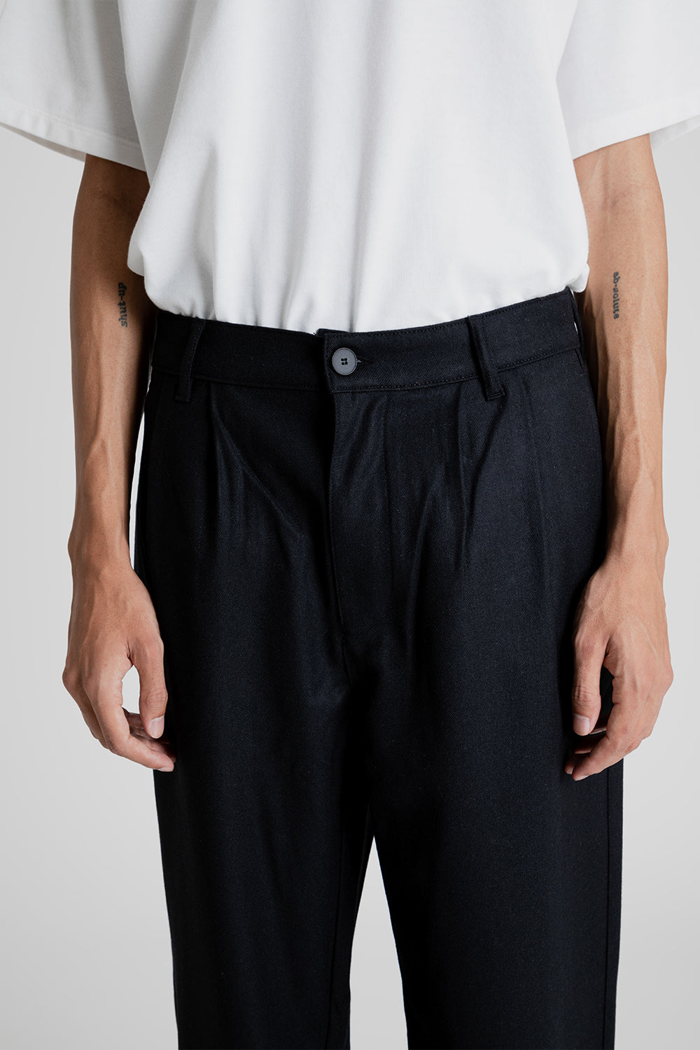 Parages Ropa Parages Double Pleats Wool Pants in Black | Wallace Mercantile Shop