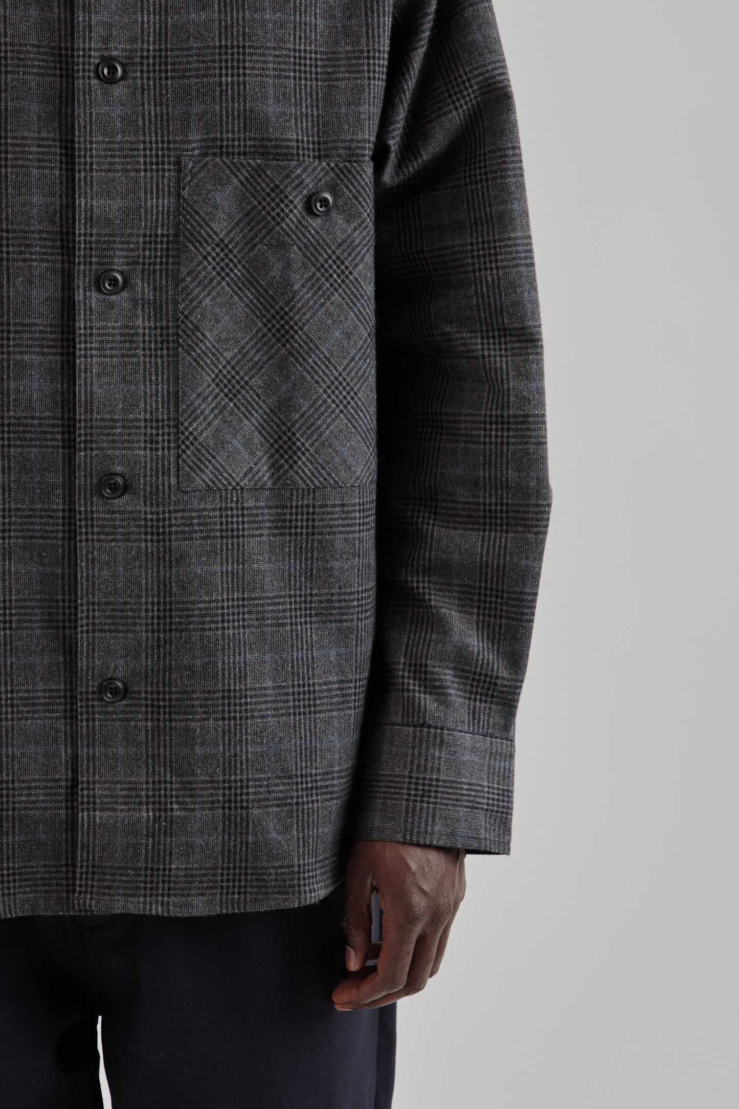 Parages FW25 Lisburn Overshirt Black and Grey Checks18