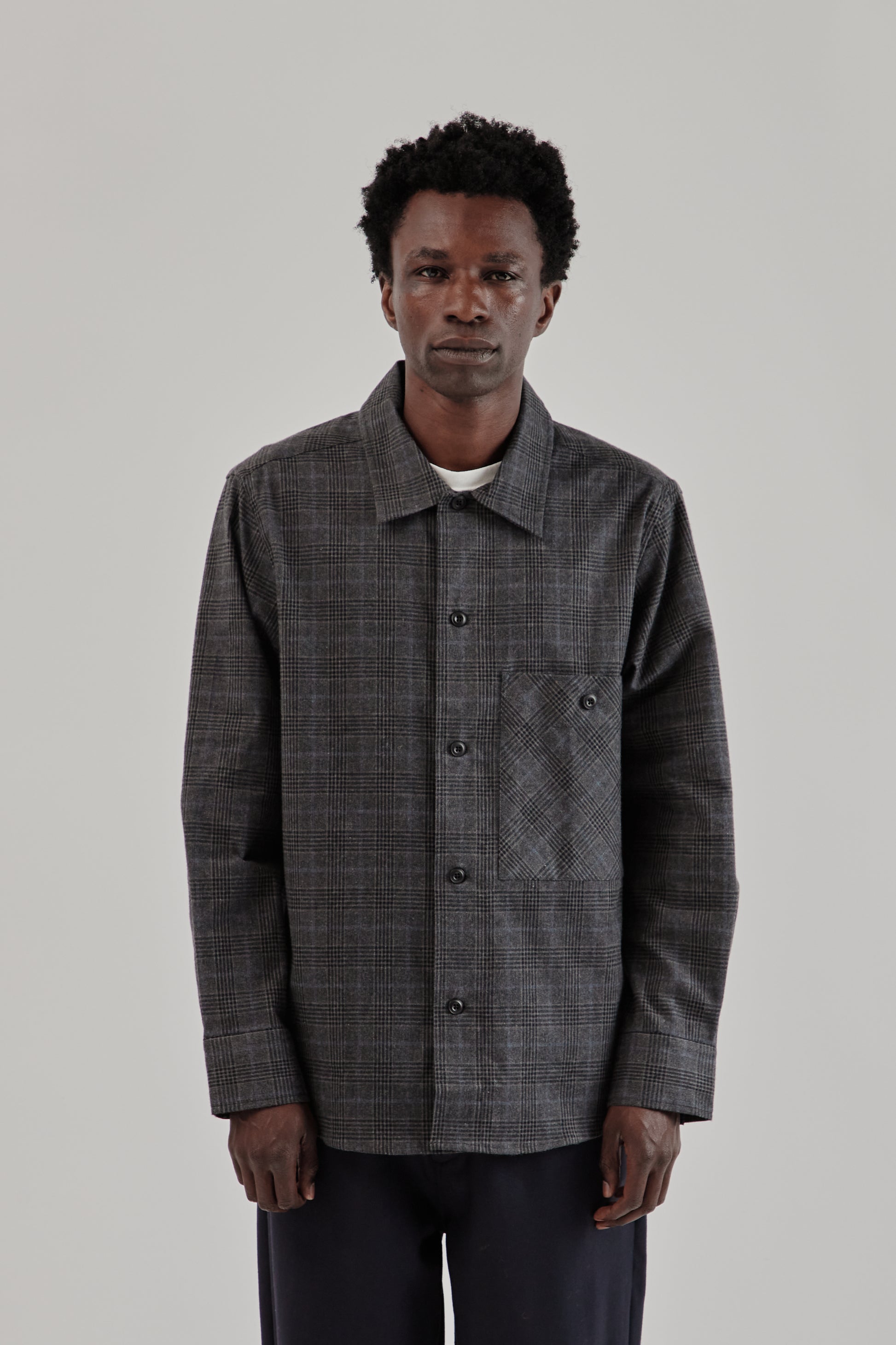 Parages FW25 Lisburn Overshirt Black and Grey Checks4