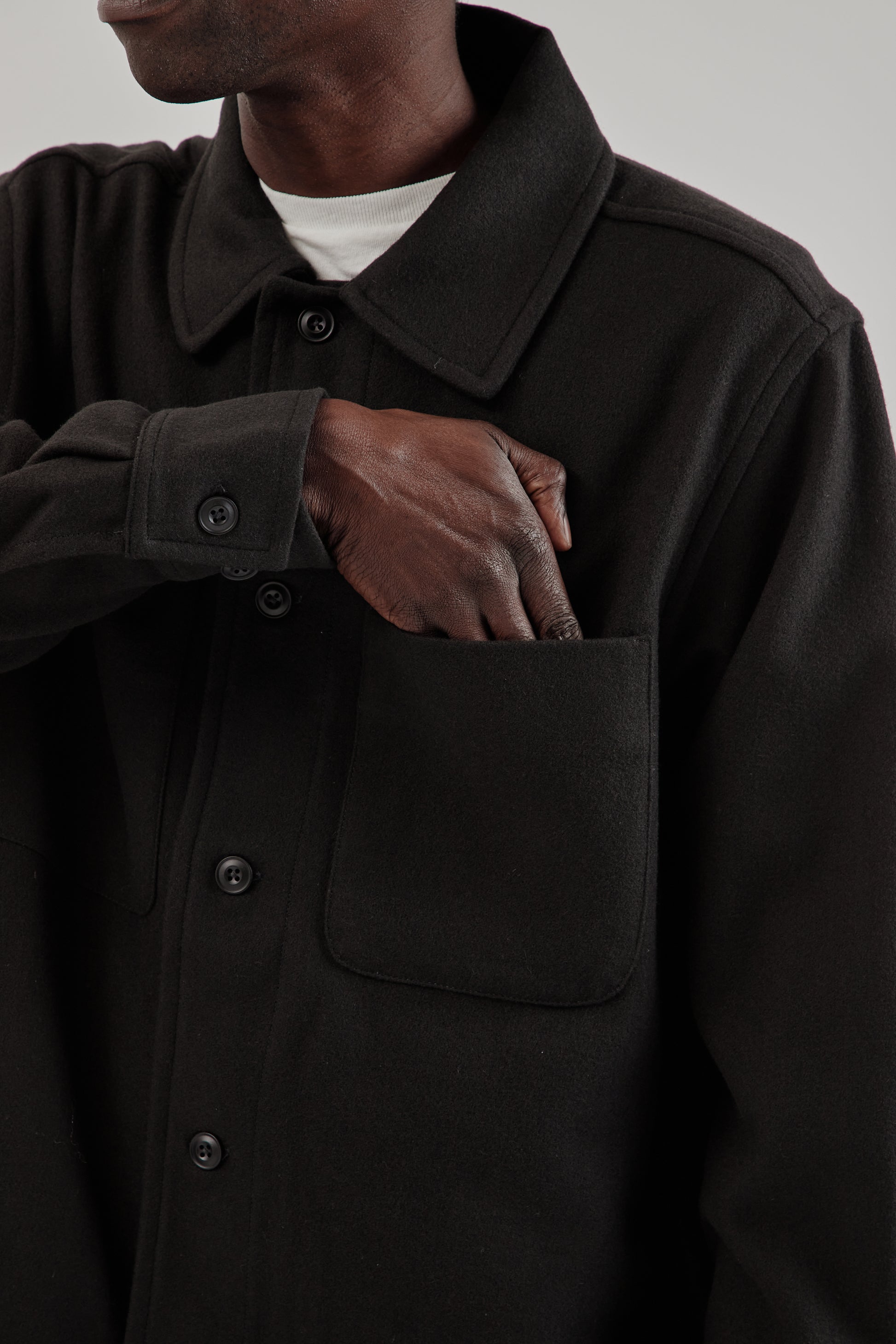 Parages FW25 Woody Wool Overshirt Navy17