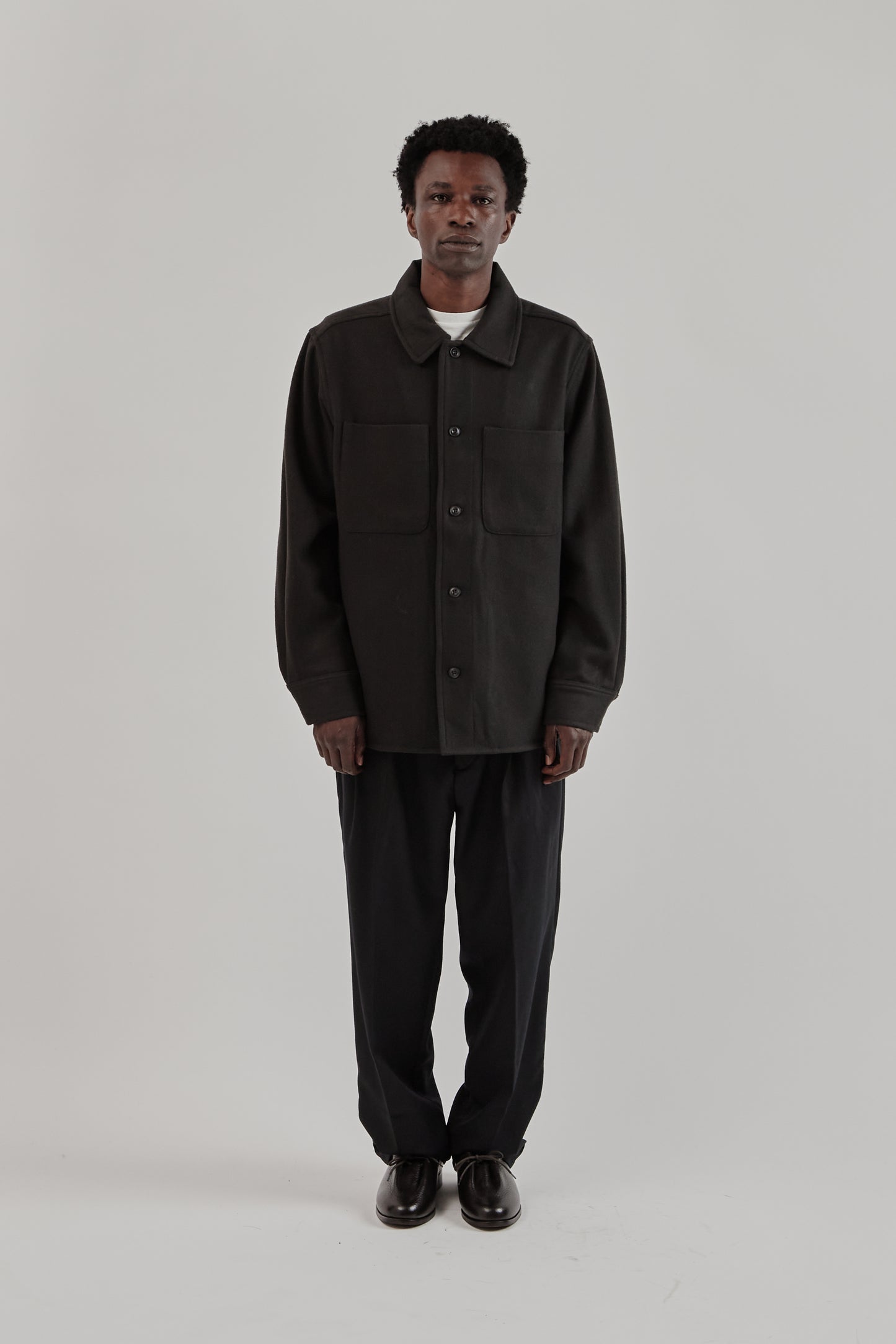 Parages FW25 Woody Wool Overshirt Navy2
