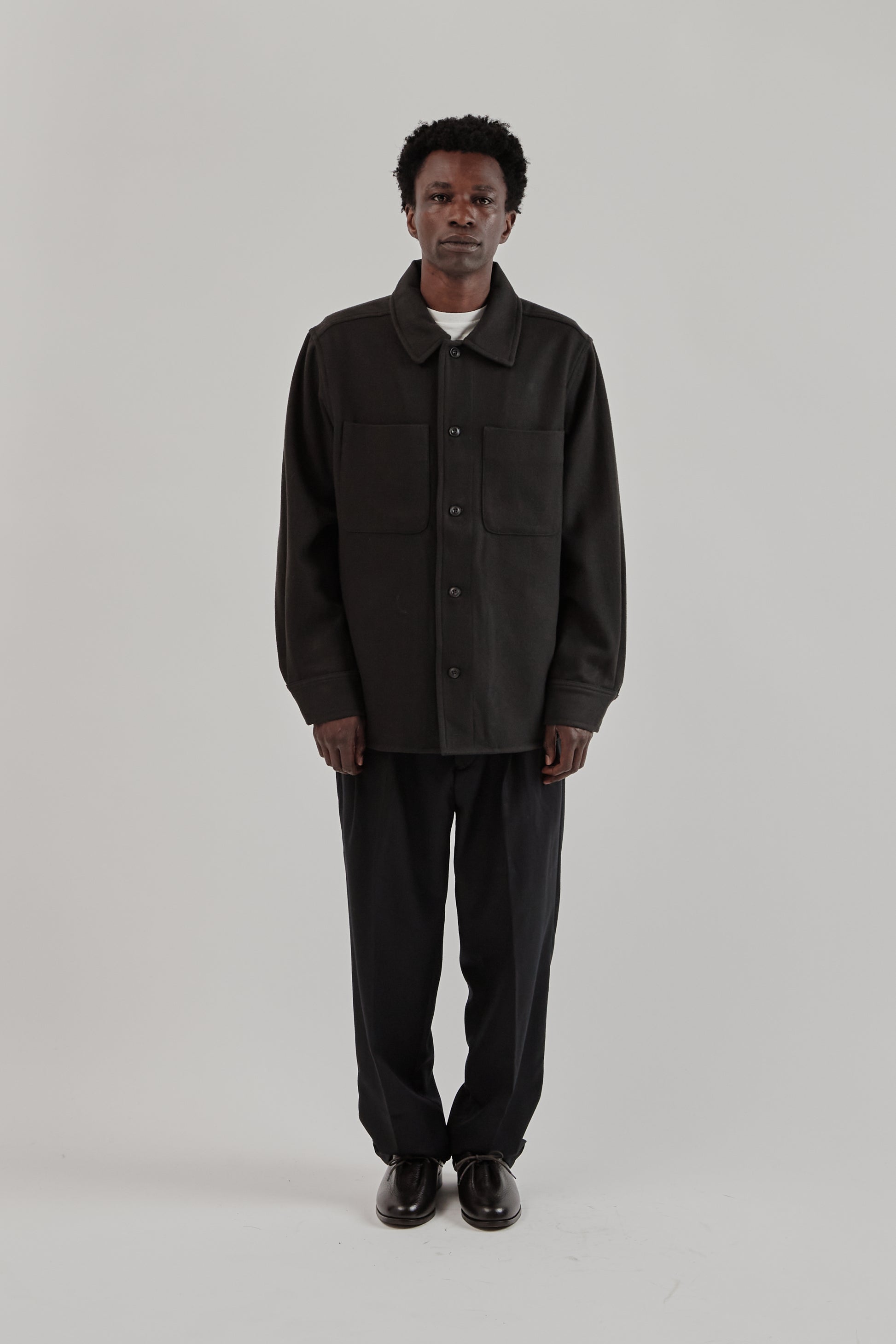 Parages FW25 Woody Wool Overshirt Navy2