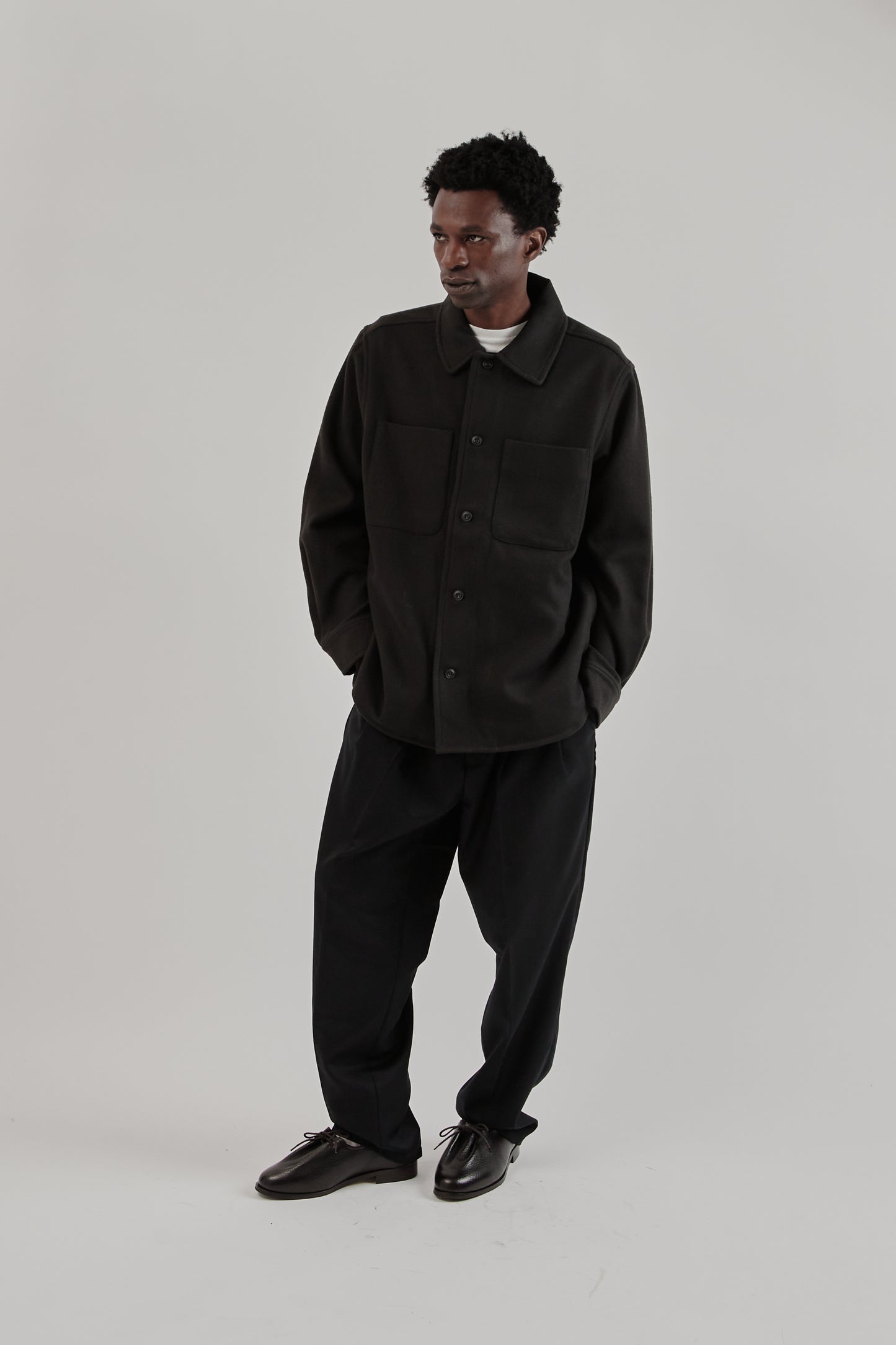 Parages FW25 Woody Wool Overshirt Navy21