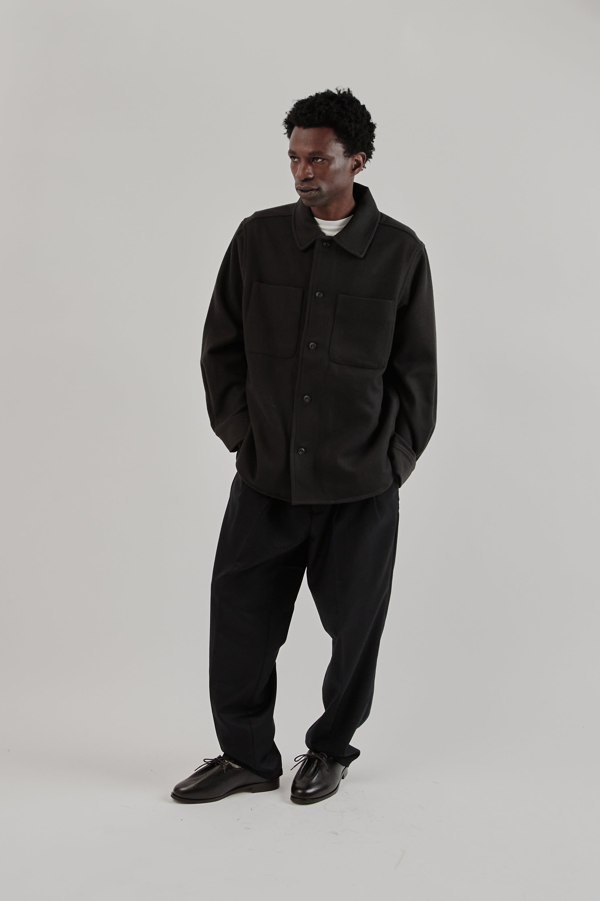 Parages FW25 Woody Wool Overshirt Navy21