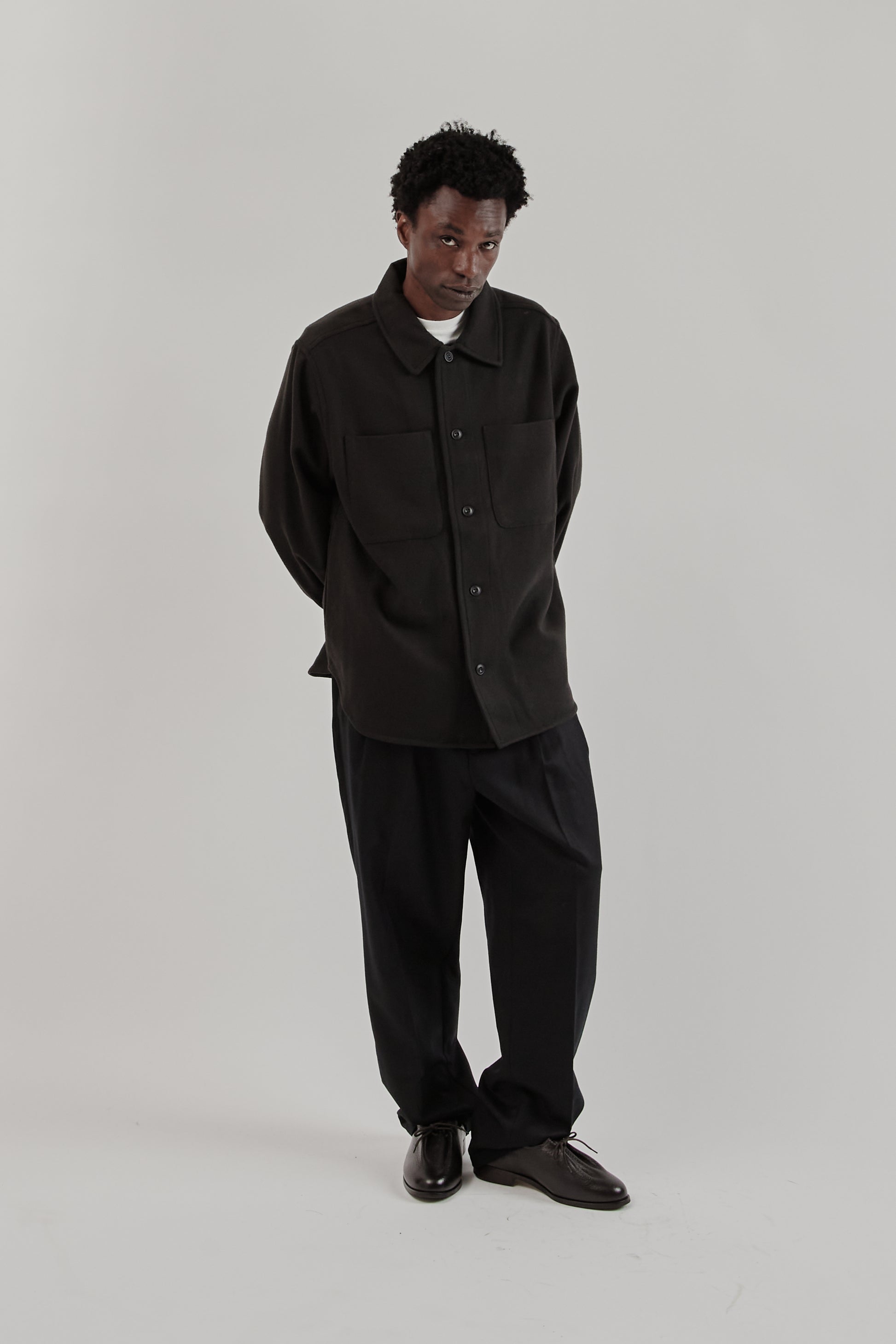 Parages FW25 Woody Wool Overshirt Navy26