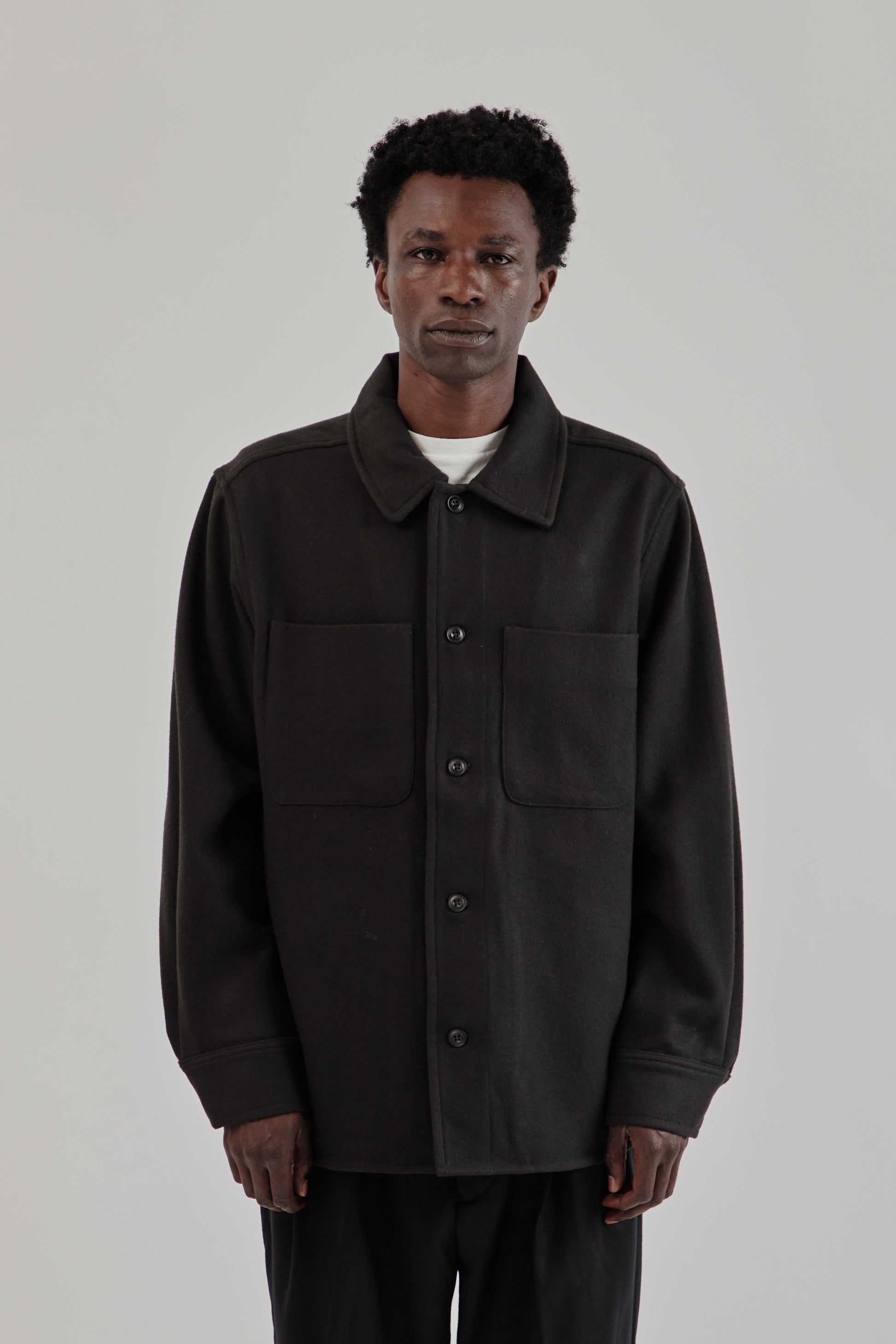 Parages FW25 Woody Wool Overshirt Navy4