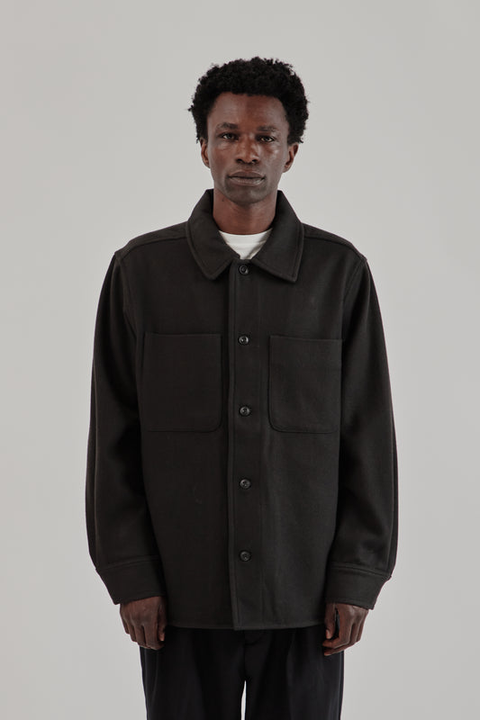Parages FW25 Woody Wool Overshirt Navy4