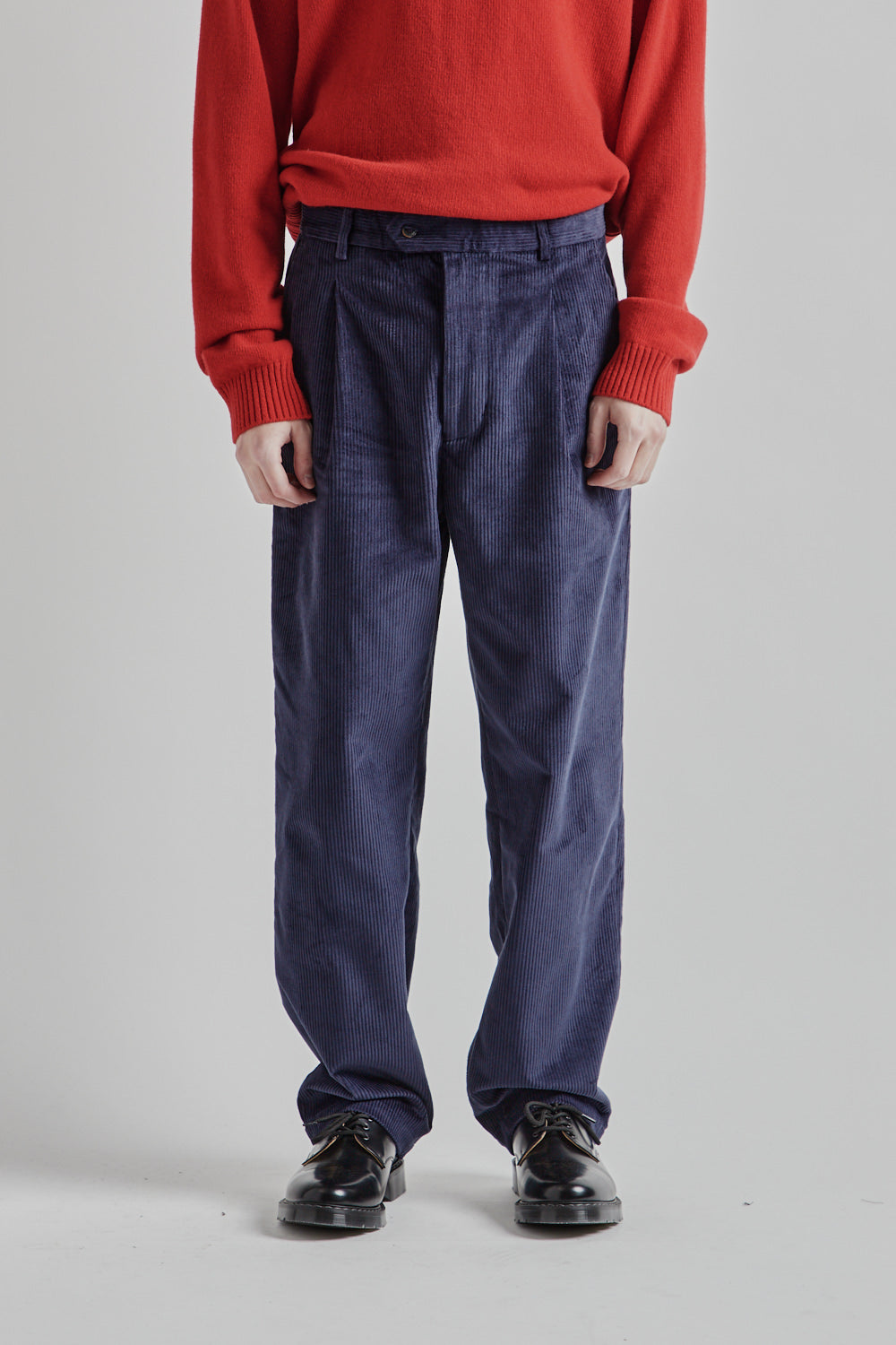 Parages Pleat Cord Pants Navy 2