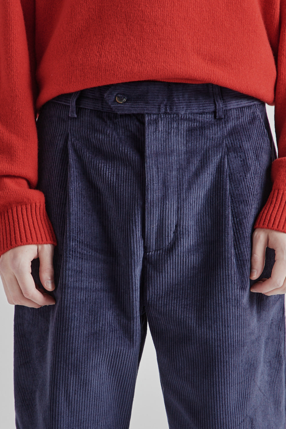 Parages Pleat Cord Pants Navy 6