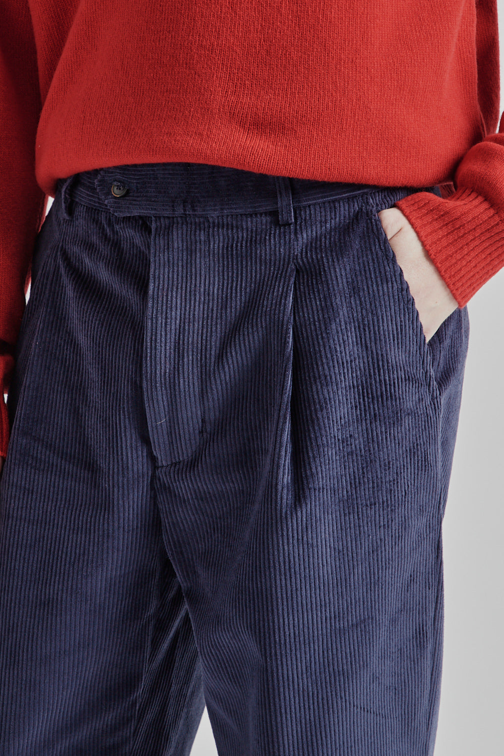 Parages Pleat Cord Pants Navy 7