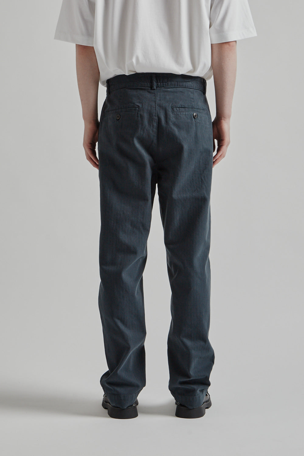 Double Pleats Herringbone Pants - Charcoal - Wallace Mercantile Shop