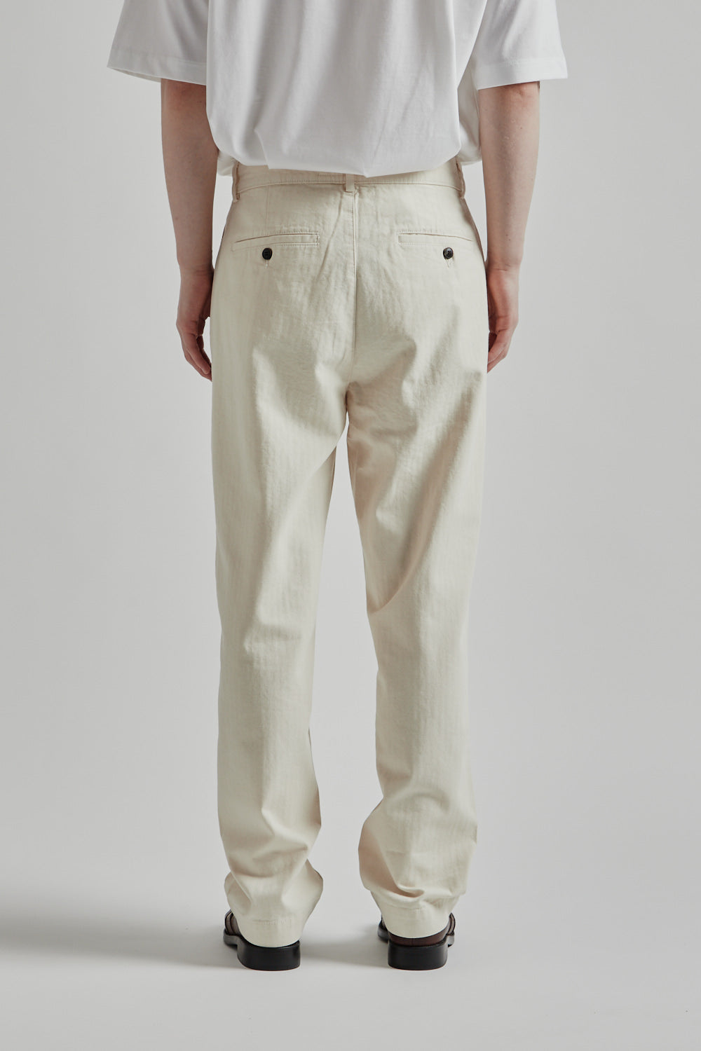 Double Pleats Herringbone Pants - Off-White - Wallace Mercantile Shop