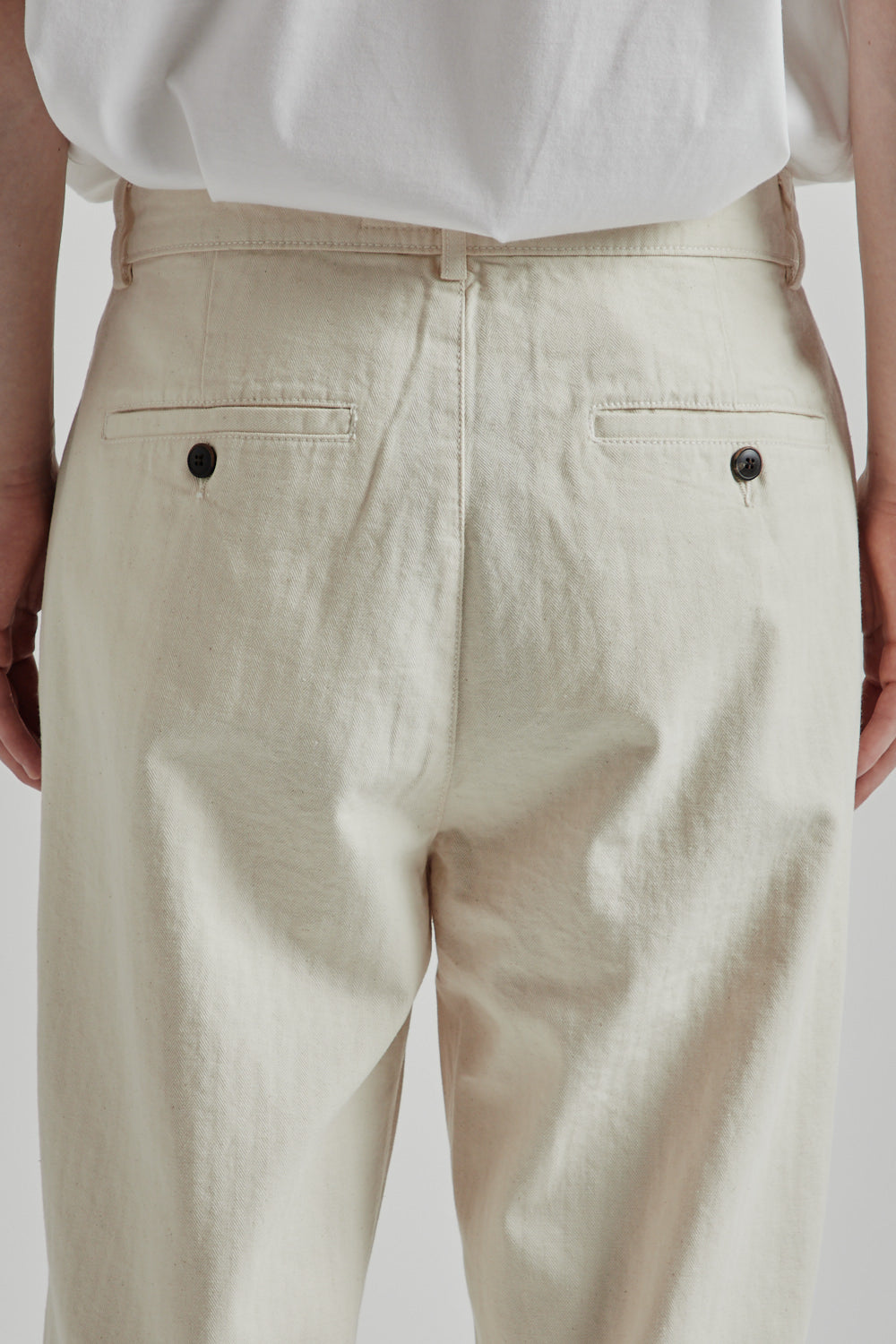 Double Pleats Herringbone Pants - Off-White - Wallace Mercantile Shop