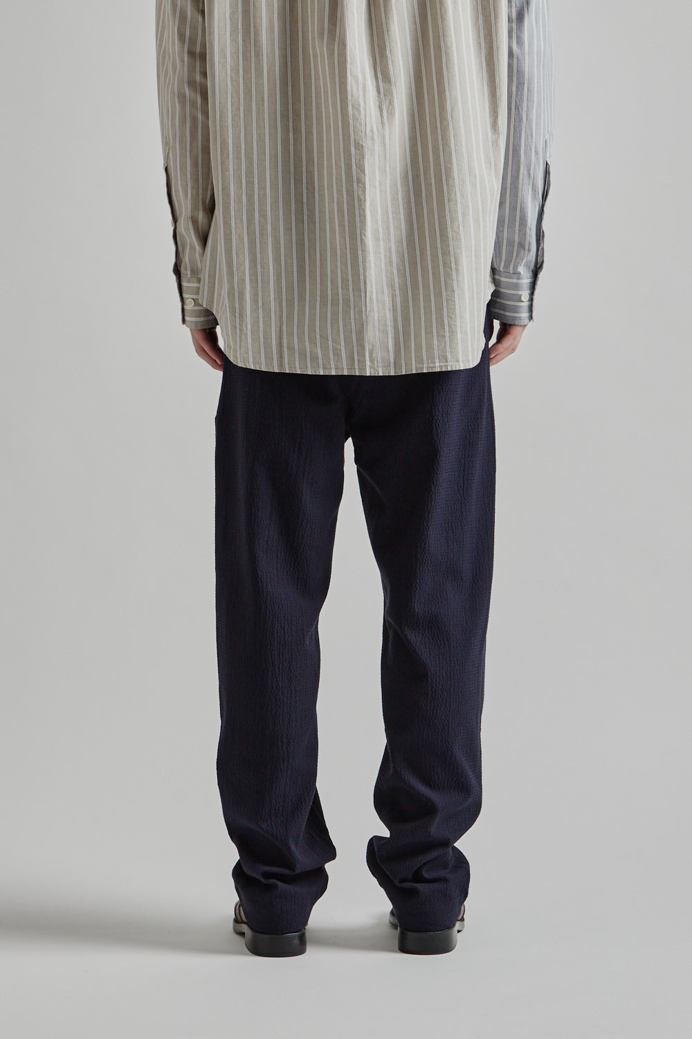 Double Pleats Seersucker Pants - Navy - Wallace Mercantile Shop