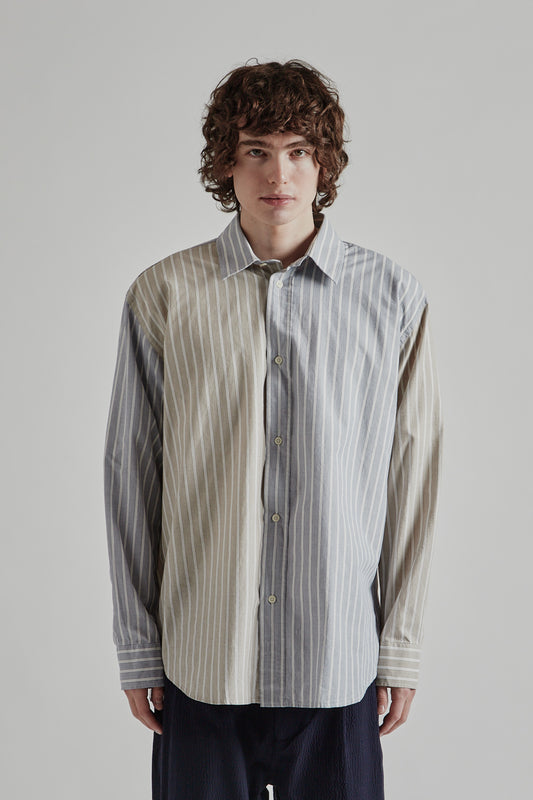 Family Shirt - Blue Beige Stripes - Wallace Mercantile Shop