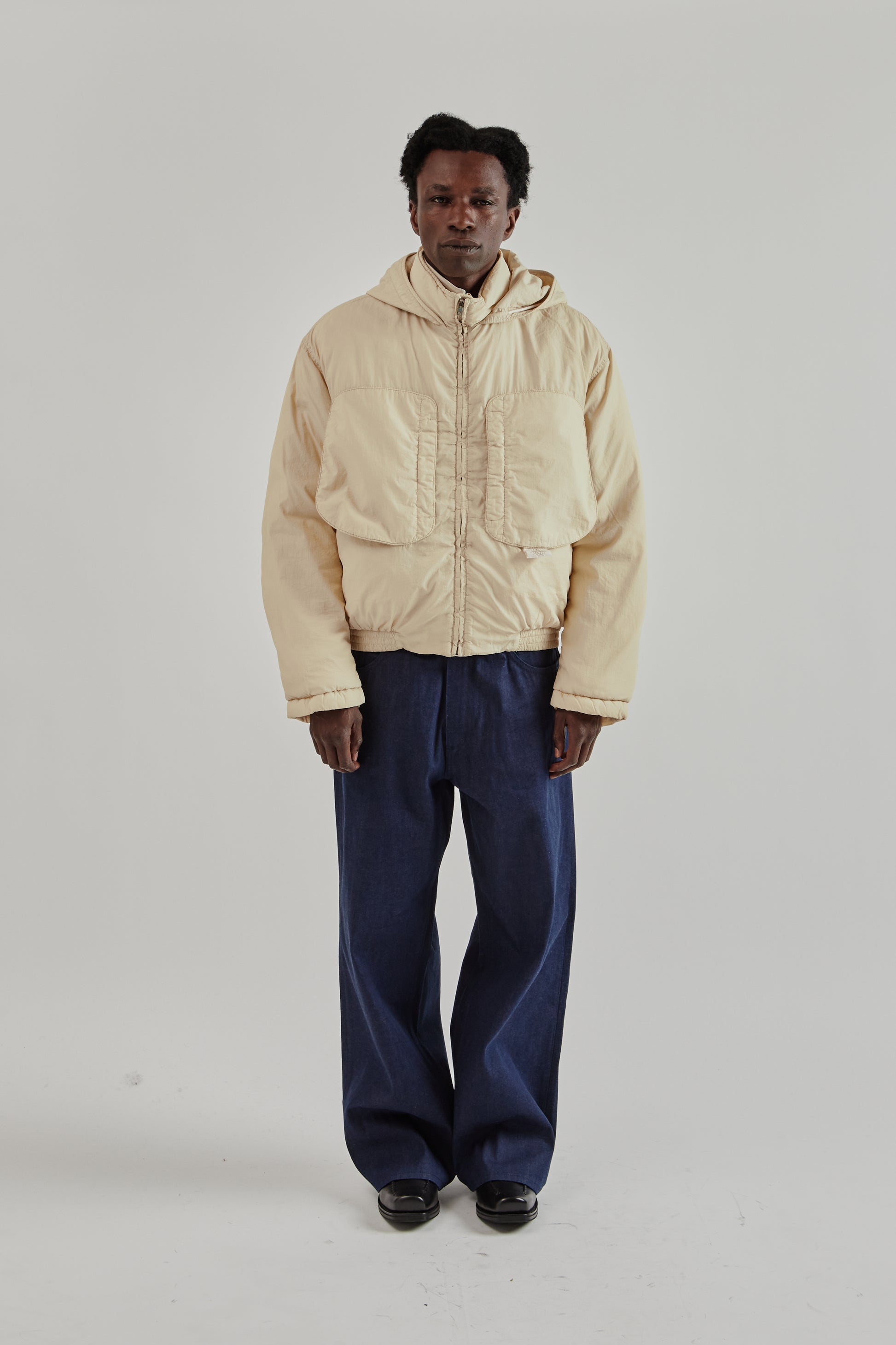 Ranra FW25 Purs Padded Nylon Hoodie Jacket Putty 1