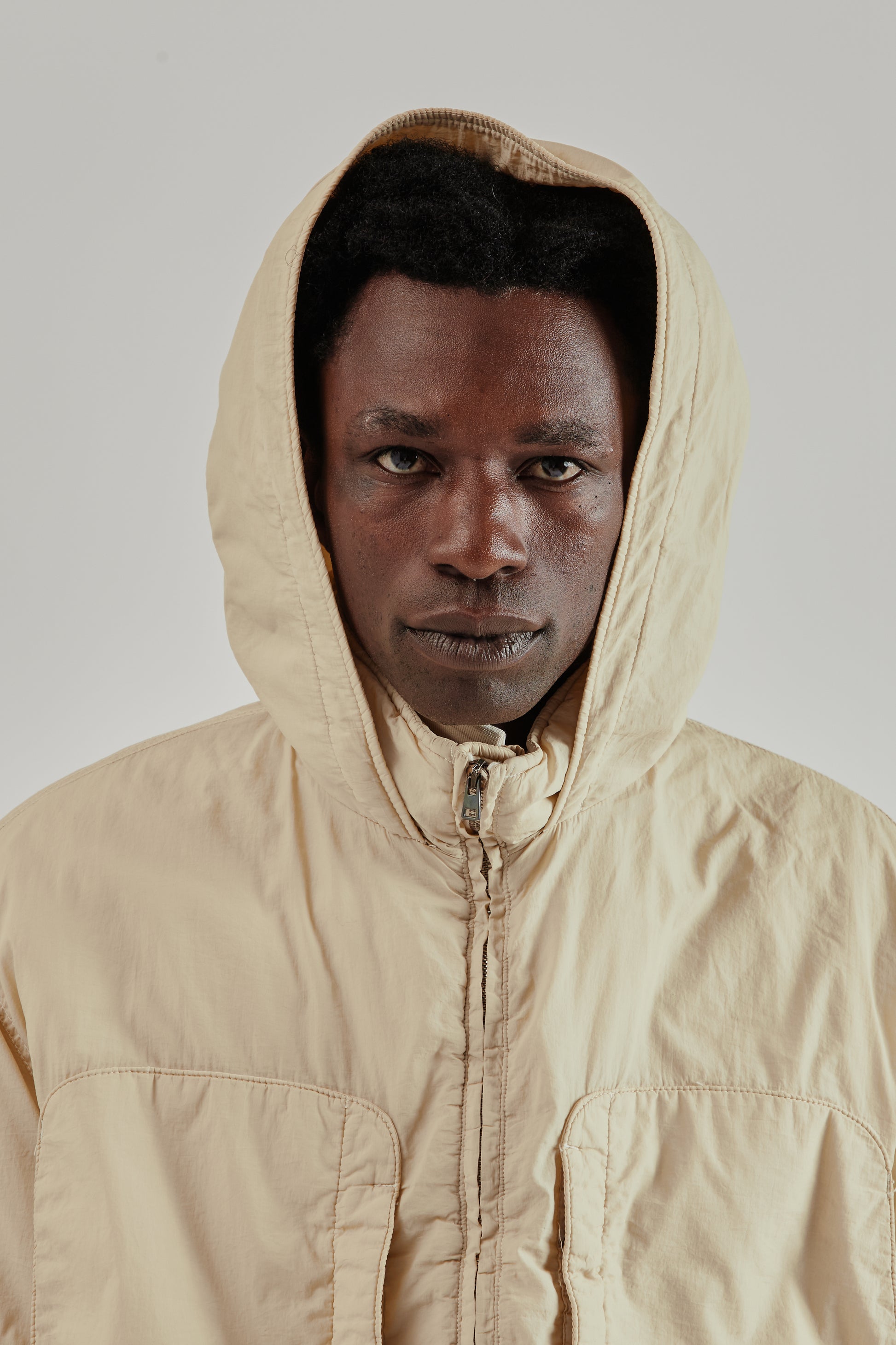 Ranra FW25 Purs Padded Nylon Hoodie Jacket Putty 11