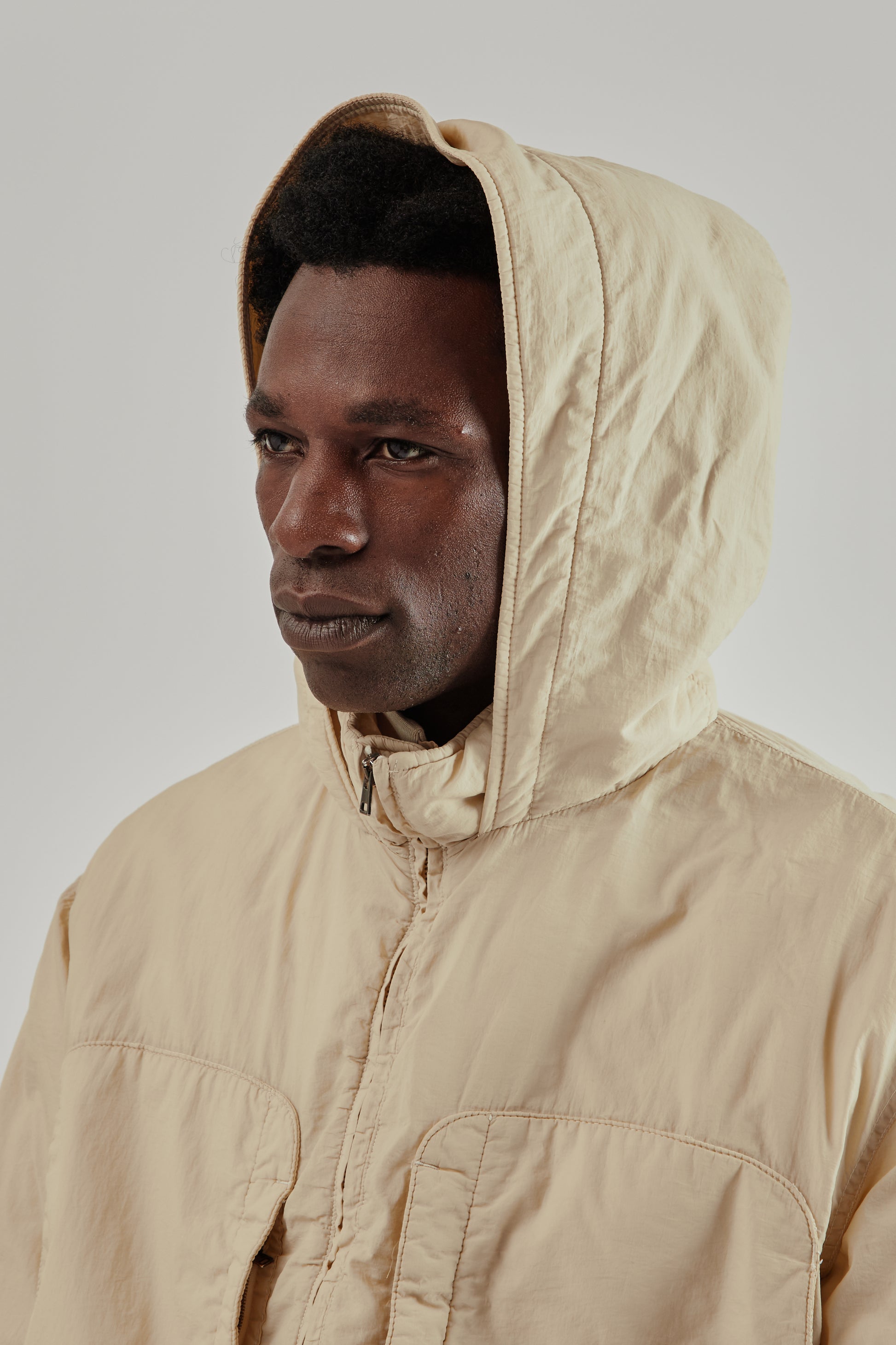 Ranra FW25 Purs Padded Nylon Hoodie Jacket Putty 12