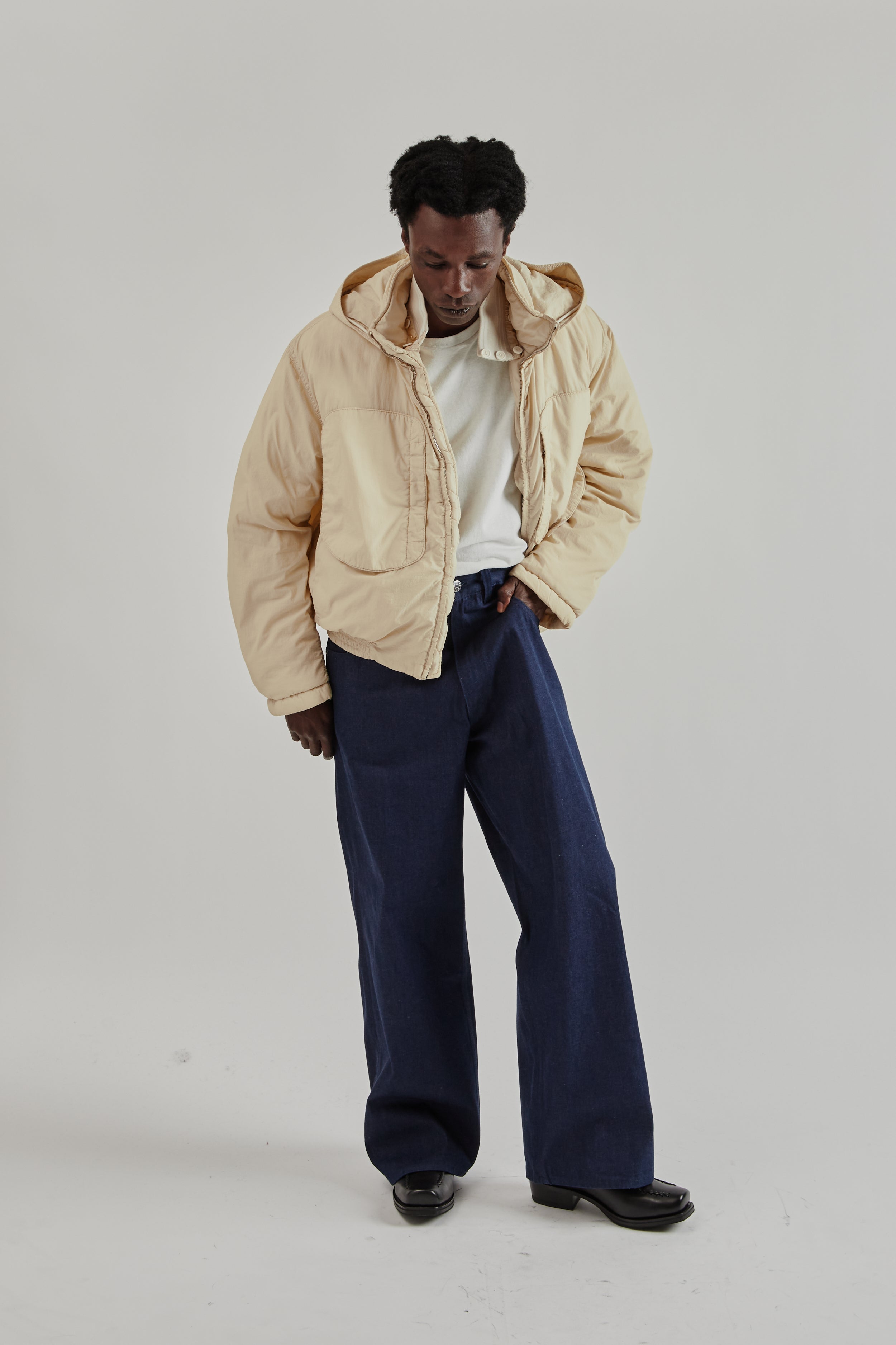 Ranra Purs Padded Nylon Hoodie Jacket - Putty | Wallace Mercantile