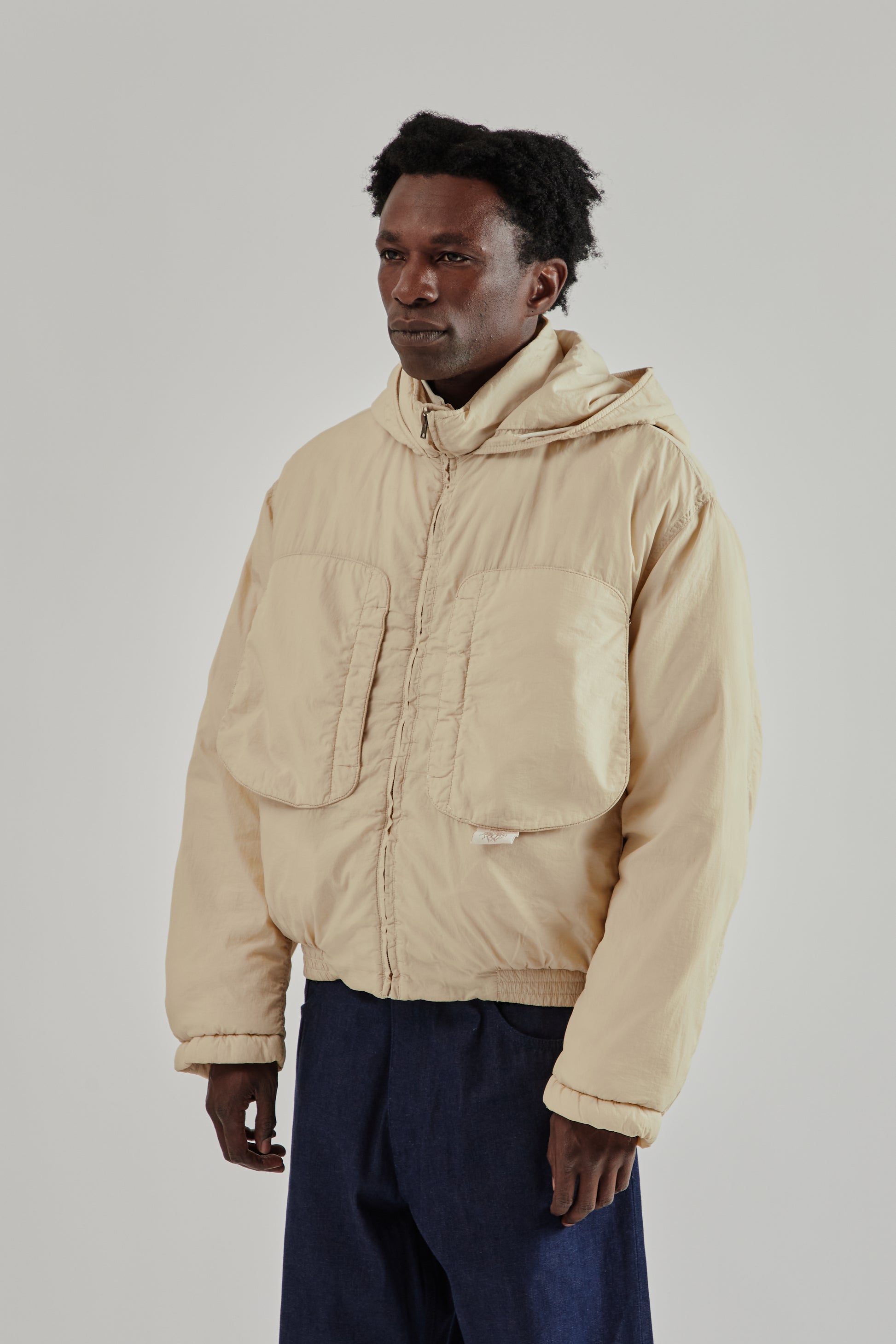Ranra FW25 Purs Padded Nylon Hoodie Jacket Putty 3