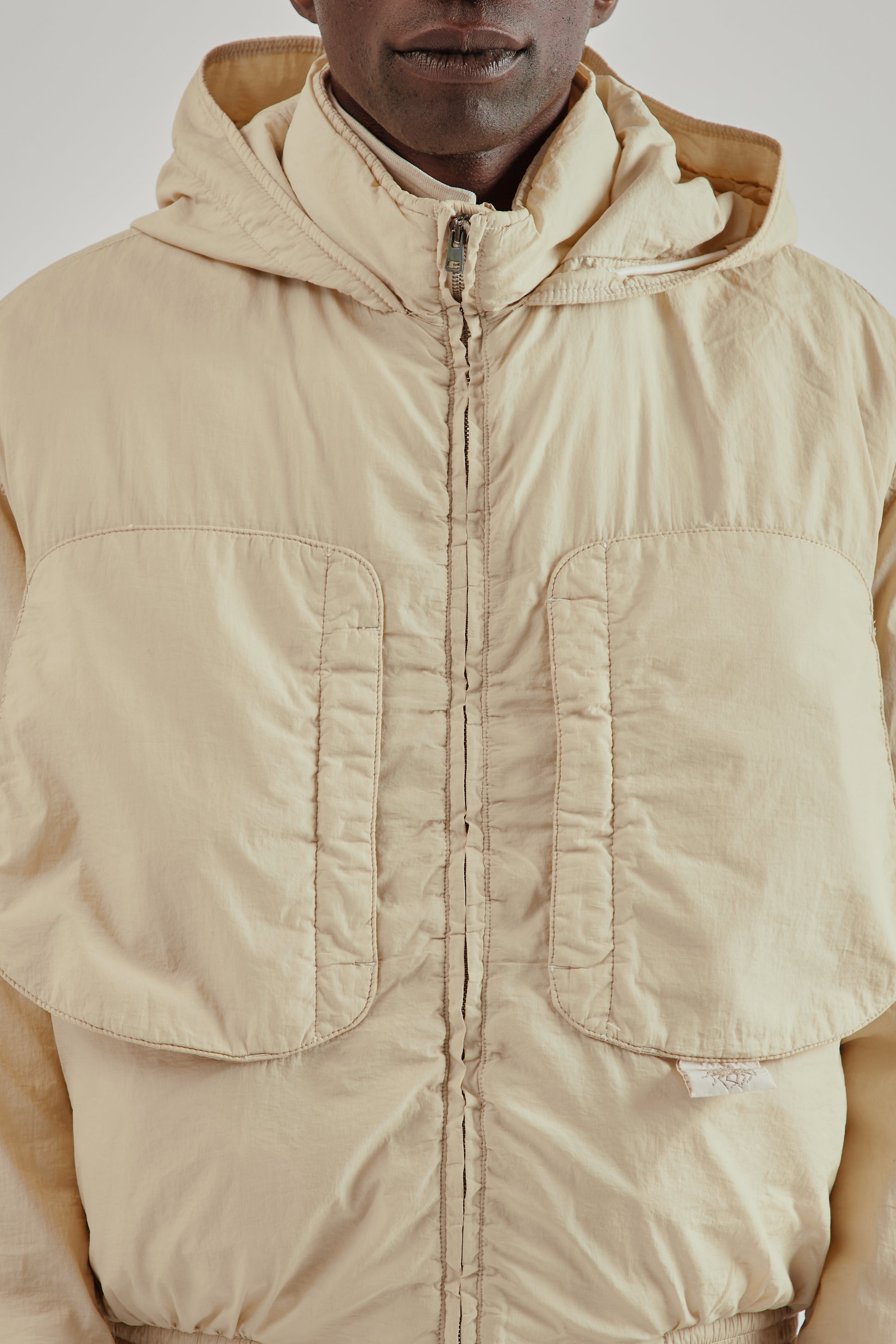 Ranra FW25 Purs Padded Nylon Hoodie Jacket Putty 6